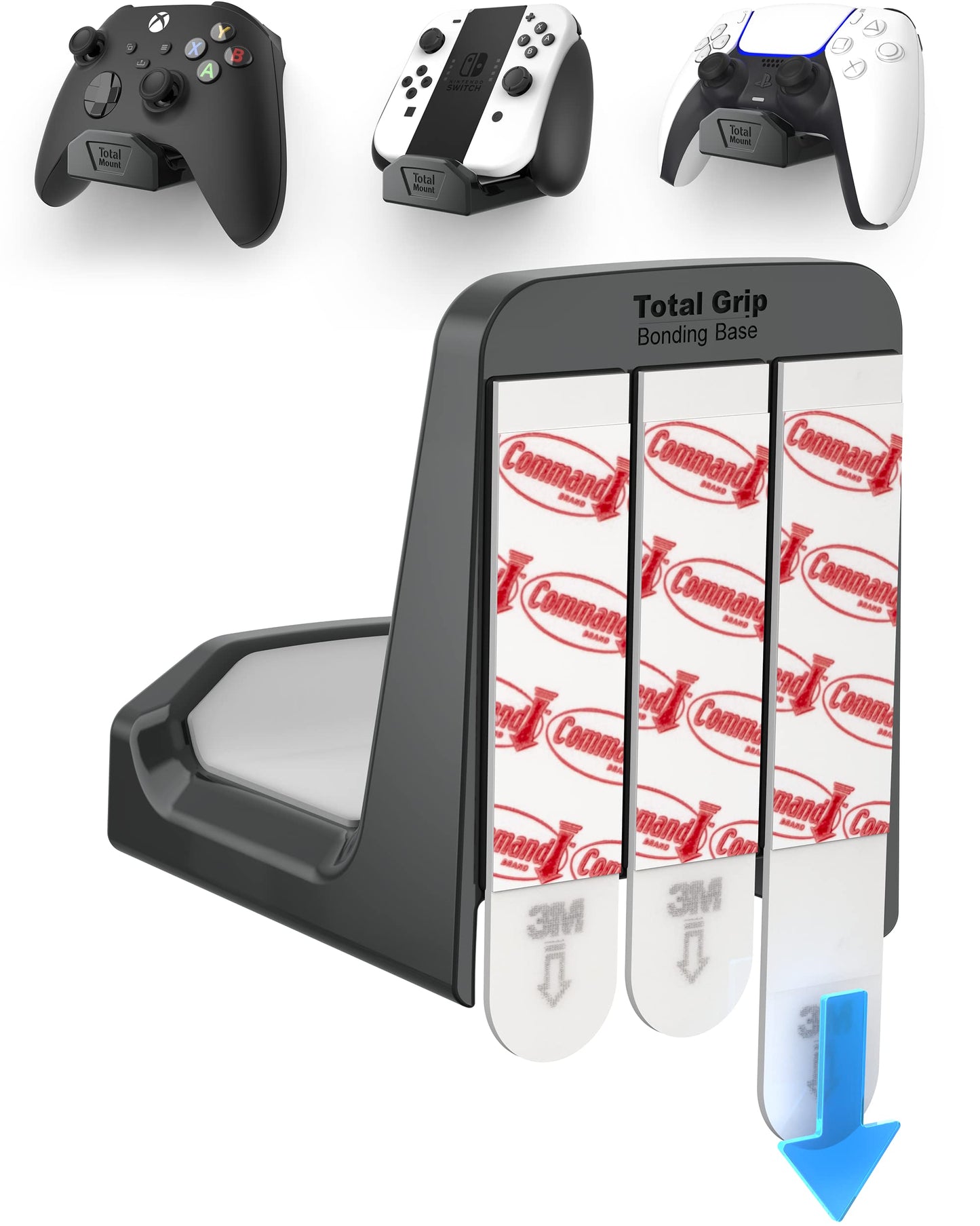 TotalMount Controller Wall Stand (1 Pack) with Non-Slip Pad & Removable Adhesive for Xbox PS5 PS4 and Nintendo - This Premium Holder Wont Damage Your Wall with Screws or Permanent Adhesive