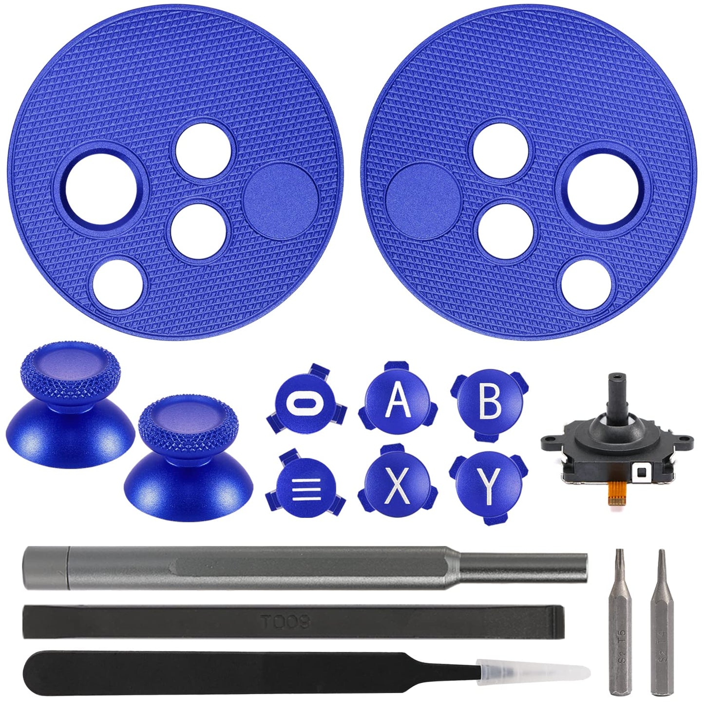 VRbrother Metal Left and Right Controller Replacement Keyboard Mushroom Caps ABXY Buttons Return Key Function Key Analog Joystick Replacement (1pcs) for Meta Oculus Quest 2 Accessories (Blue)