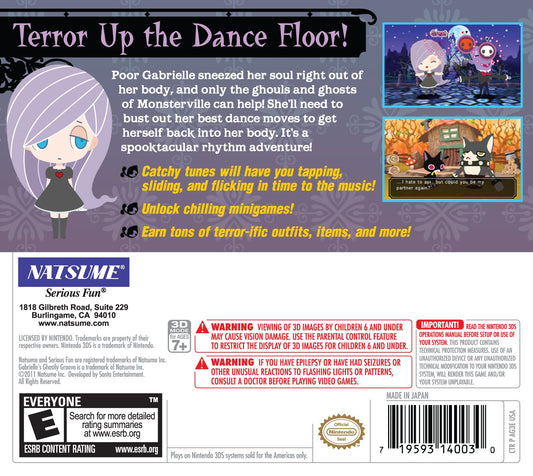 Natsume Gabrielle's Ghostly Groove - Nintendo 3DS Game, Model 719593140030