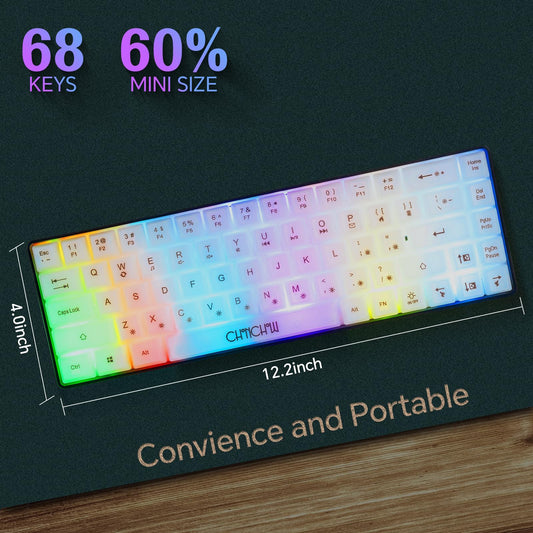 CHONCHOW Mini 60% Gaming Keyboard - Rainbow RGB Backlit, 68 Keys, Compact, Model G31D, Wired for PC, Mac, Xbox, PS4, PS5