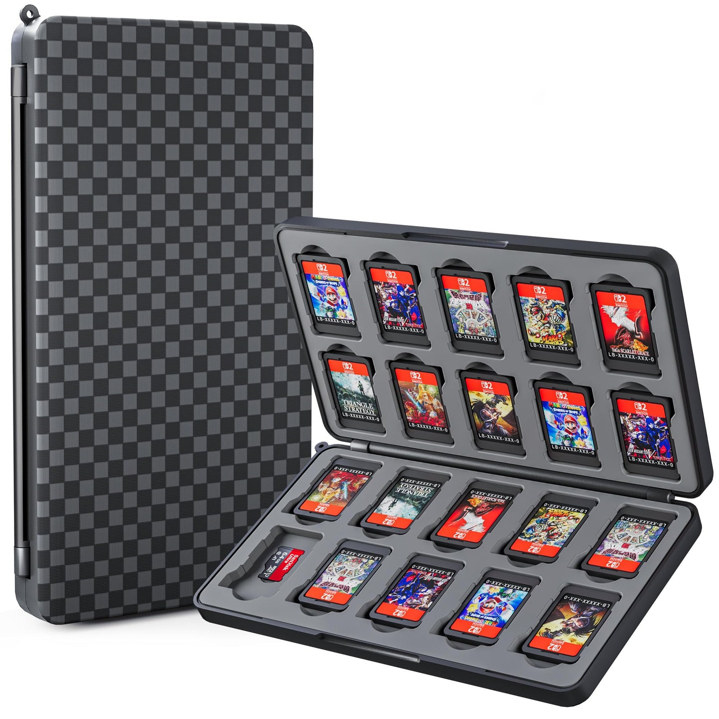 GLDRAM Game Case Compatible with Nintendo Switch 2 (2025)/NS/OLED/Lite 20 Slots Slim Game Organizer Storage Box for Switch & Micro SD Card - Soft Linning Cartridge Holder with Magnetic Closure
