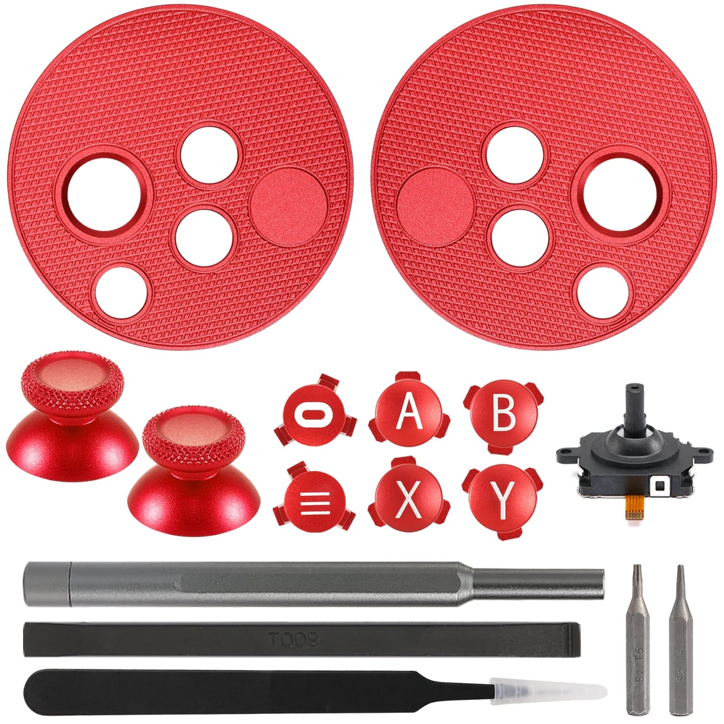 VRbrother Metal Left and Right Controller Replacement Keyboard Mushroom Caps ABXY Buttons Return Key Function Key Analog Joystick Replacement (1pcs) for Meta Oculus Quest 2 Accessories (Red)