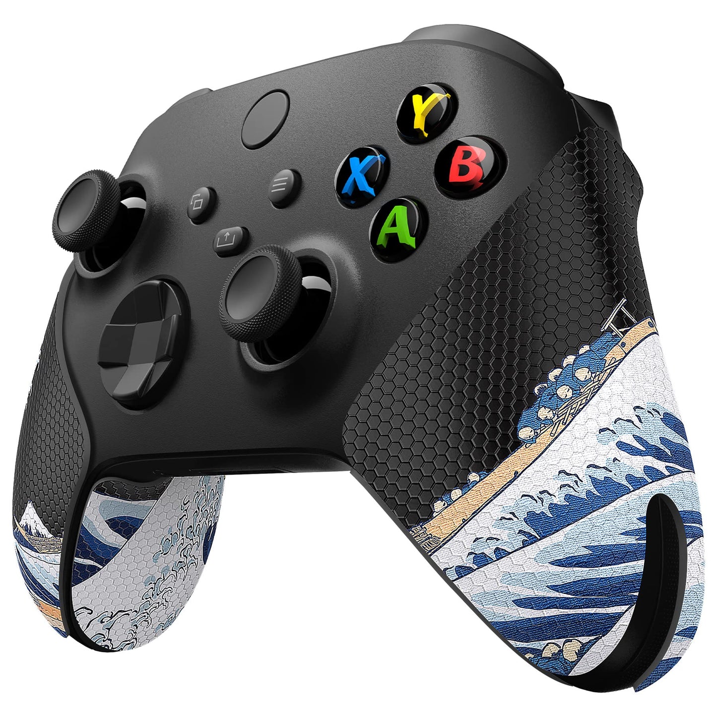 eXtremeRate PlayVital Anti-Skid Sweat-Absorbent Controller Grip for Xbox Core Wireless Controller Professional Textured Soft Rubber Pads Handle Grips for Xbox Series X/S - The Great Wave Off Kanagawa