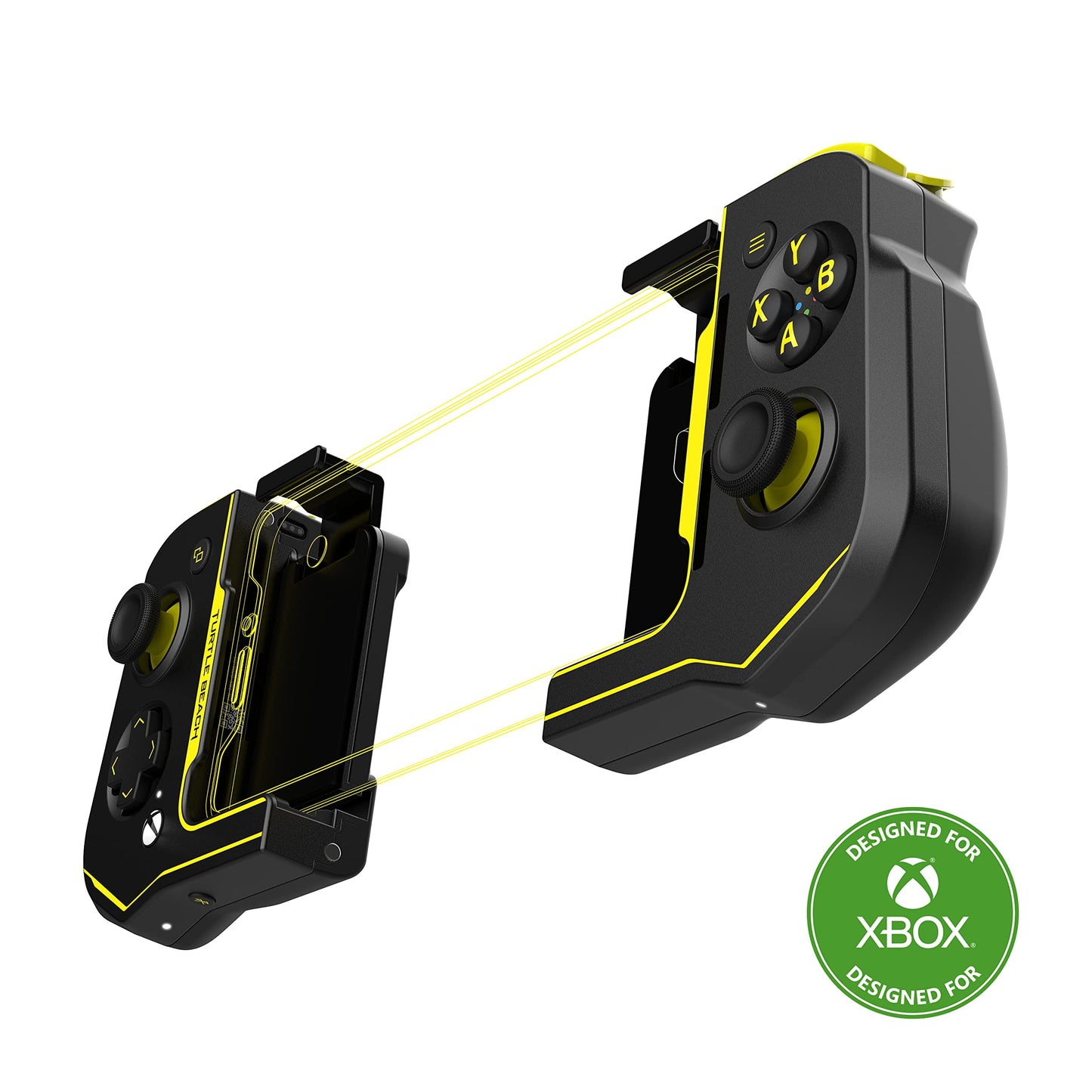 Turtle Beach Atom Mobile Game Controller with Bluetooth for Cloud Gaming on Xbox Game Pass with Android Mobile Devices - Compact Shape & Console Style Controls - Black/Yellow