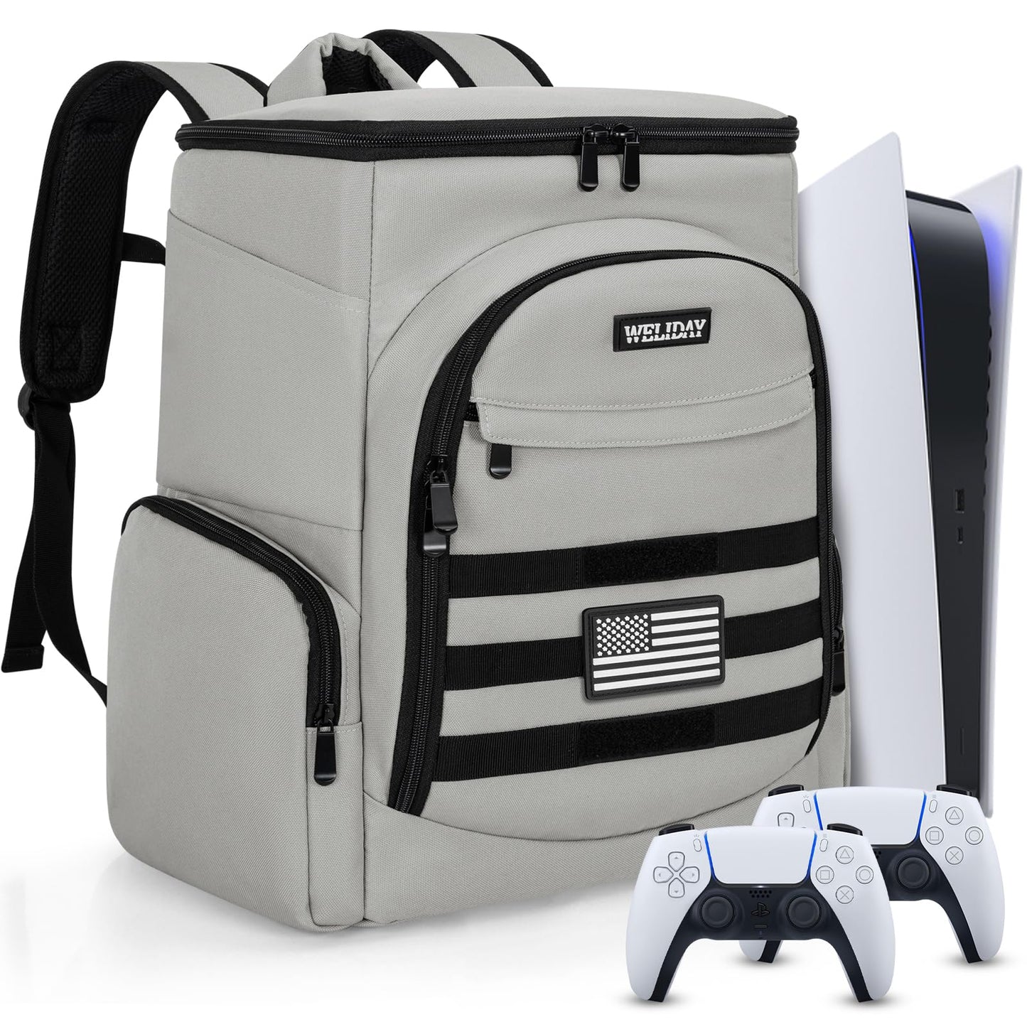 WELIDAY Gaming Console Bag Compatible with PS5/PS5 Slim/PS5 Pro, Protective Travel Case with 15.6 Laptop Compartment Playstation