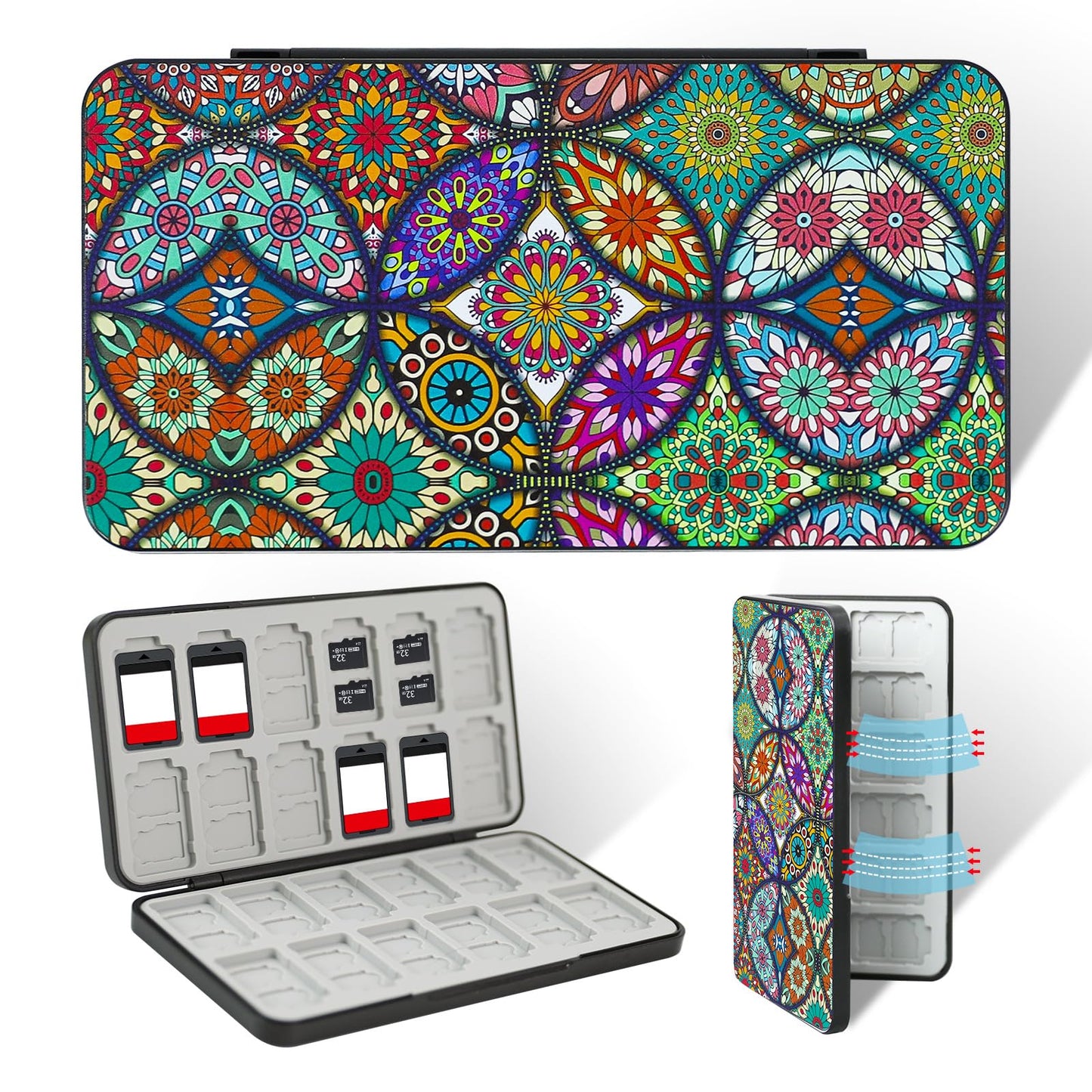 FlyingMage Switch 2 Game Case Holder for Nintendo Switch 2/OLED/Lite Games & Micro SD Cards Cute Mandala Switch2 Game Card Holder Cartridge Case with 24 Slots Game Card Storage Totem