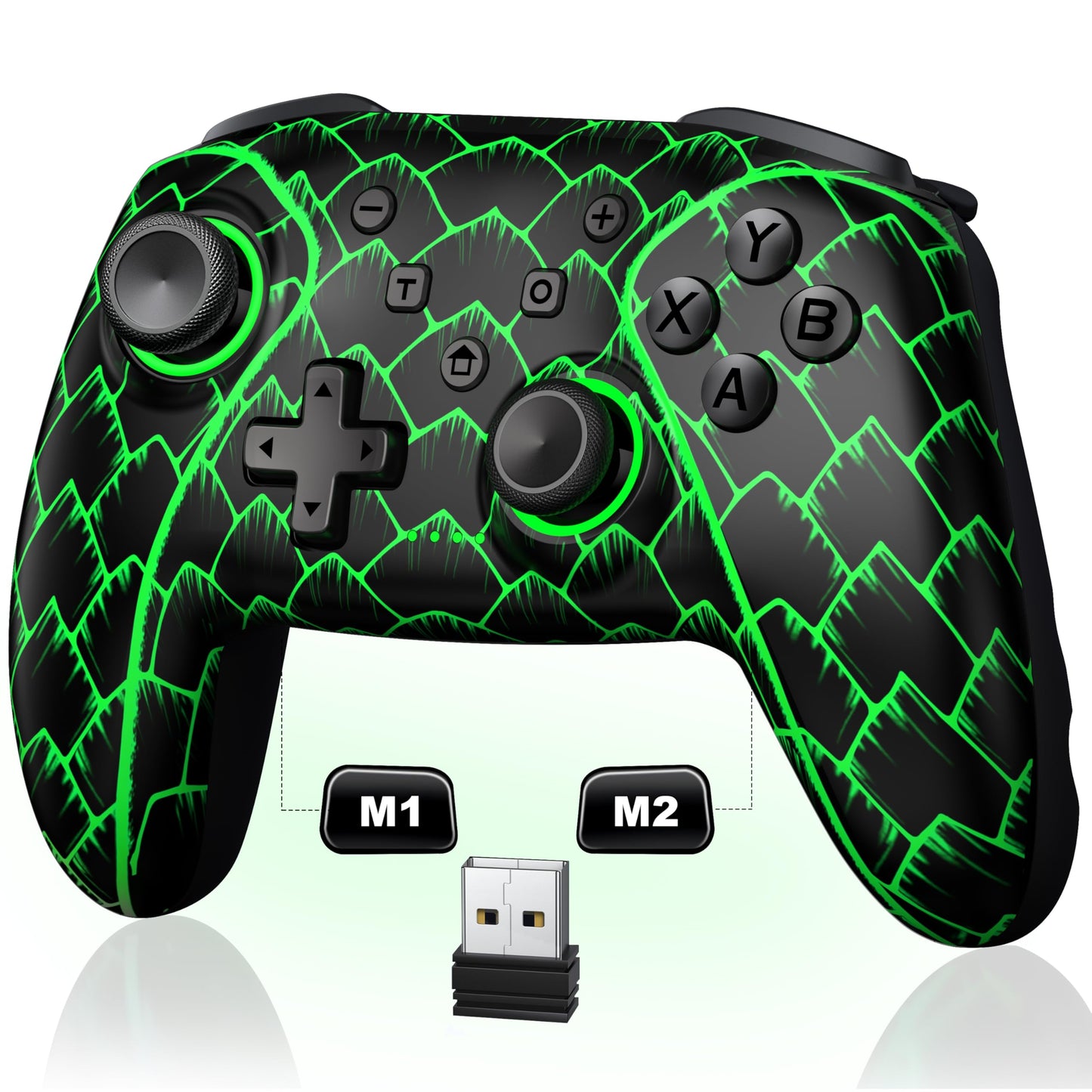 Wireless PC Controller Bluetooth Controller with Hall Effect Joysticks & Triggers No Dead Zone No Stick Drift Controller for PC Switch iOS and Android Cool Dynamic Light 1000mAh Battery