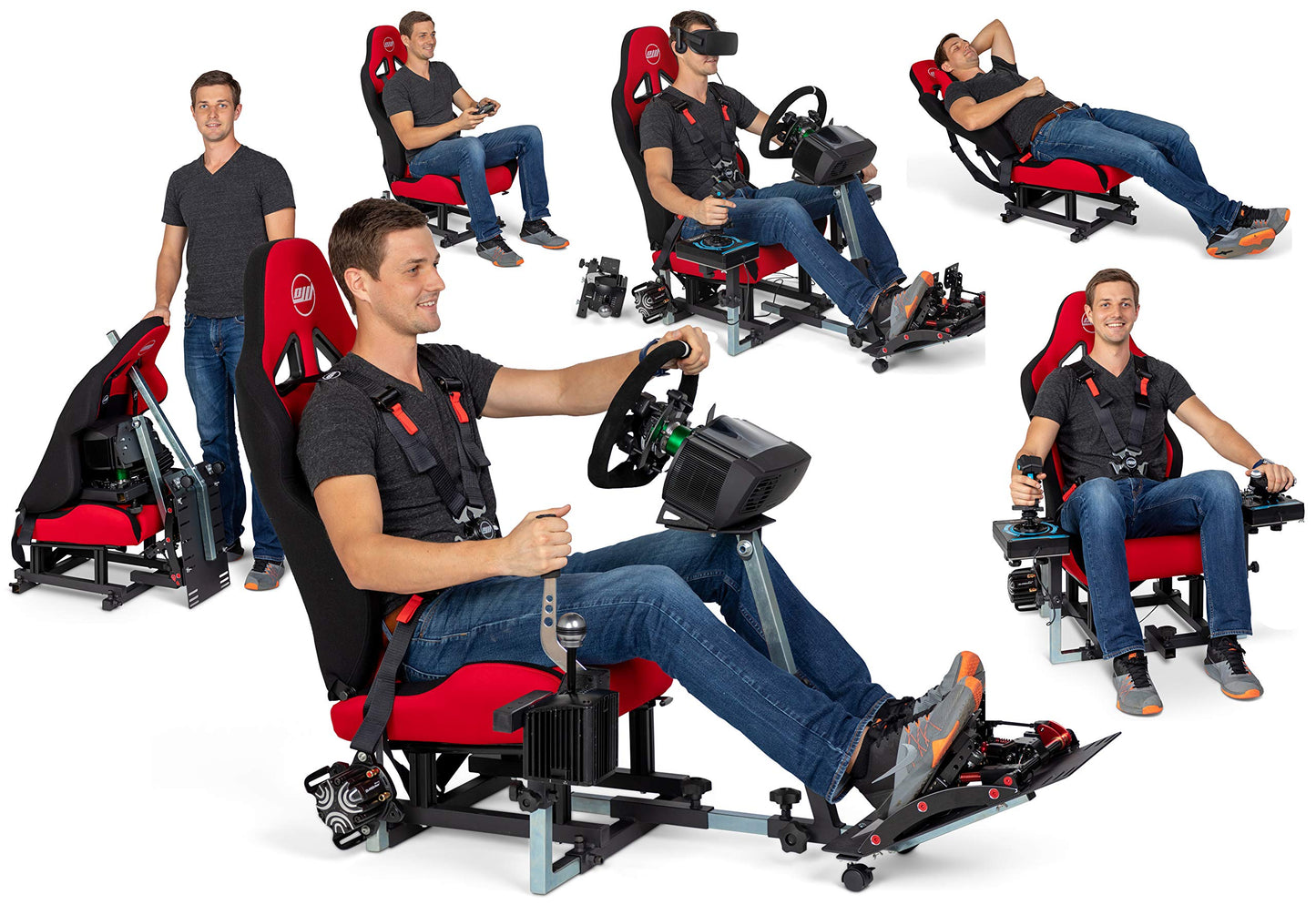 OpenWheeler Racing Simulator Seat - Gaming Chair with Gear Shift Mount, Red, 37D x 16W x 16H in, Model 102172012