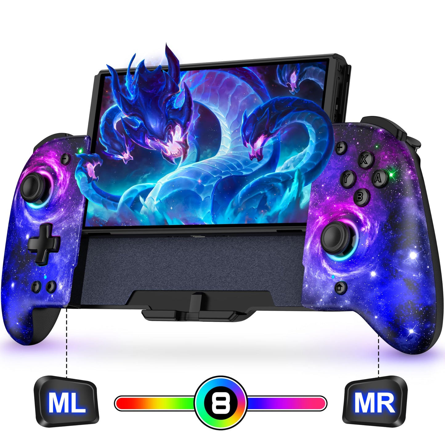 Switch Controllers for Nintendo Switch/OLED Controller Hall Effect Joystick Switch Wireless Pro Controller One-Piece Switch Joypad for Handheld Mode with RGB Light/Mapping