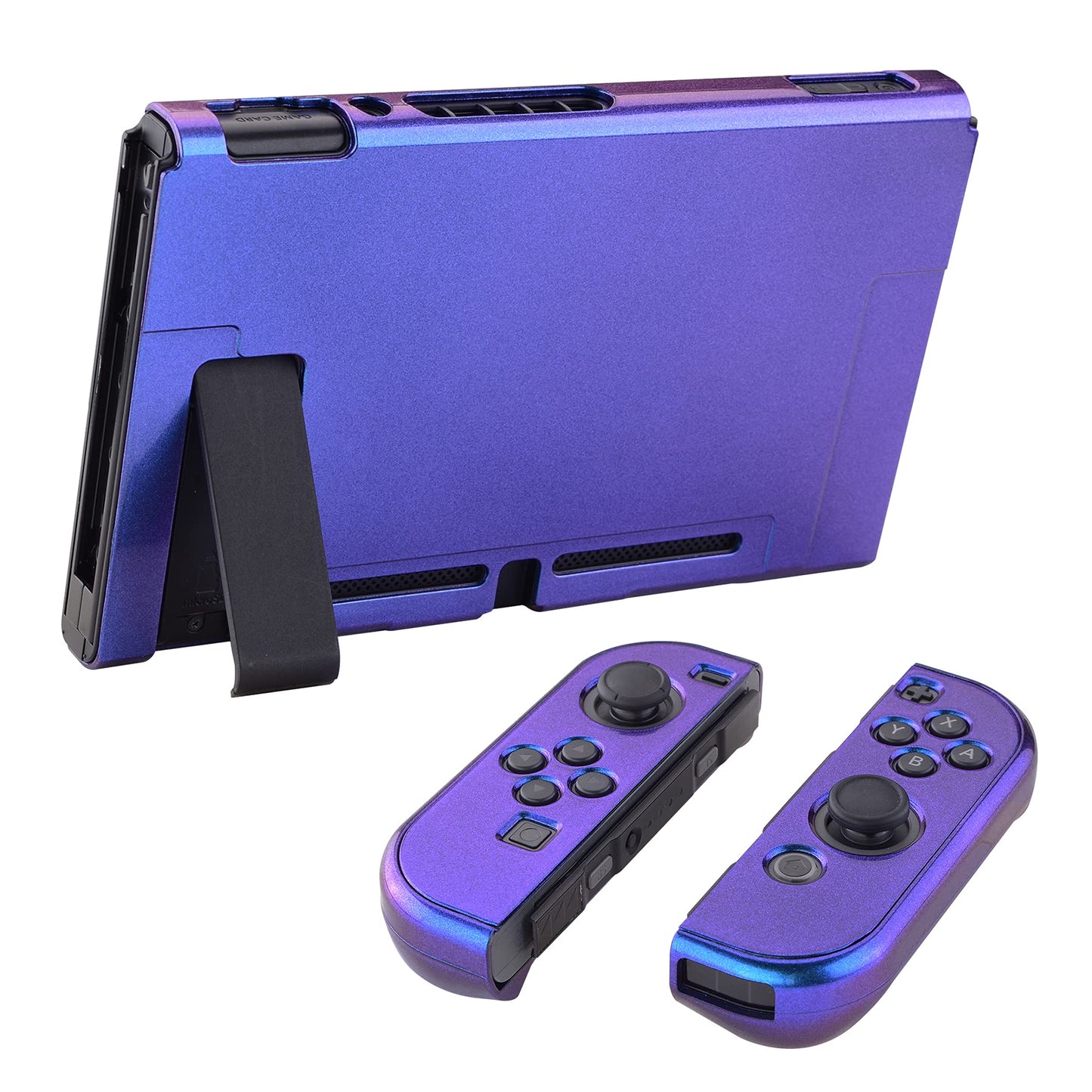 eXtremeRate PlayVital Hard Shell Back Cover for Nintendo Switch - Dockable, Chameleon Purple Blue, Model NTP303, Plastic Protector