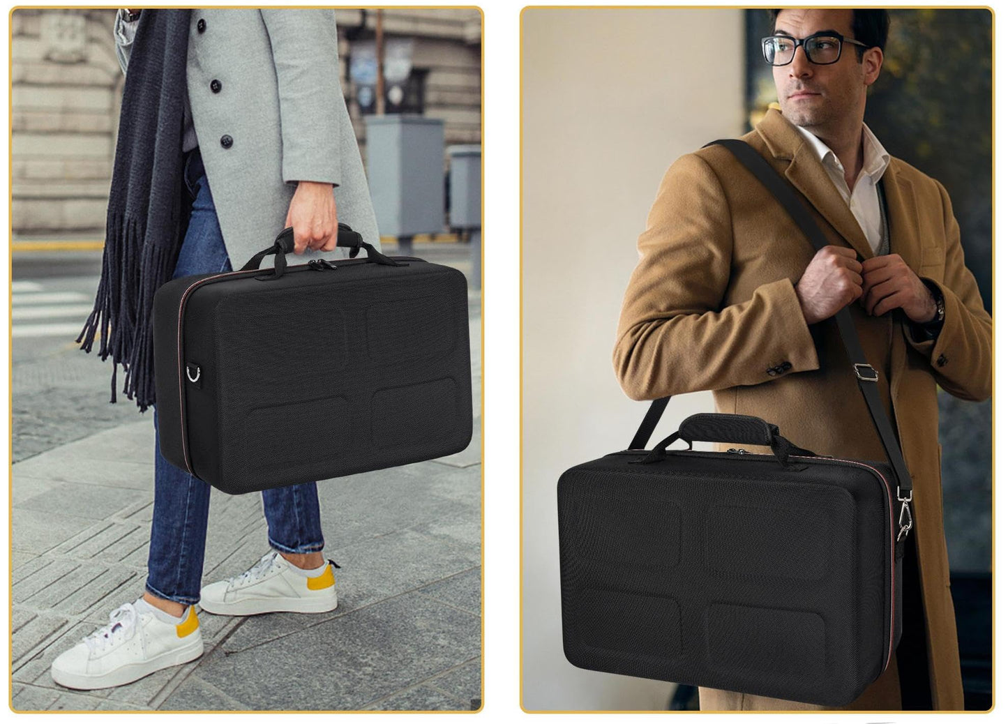 OUUTMEE Hard Shell Carrying Case for PS5 - Black Travel Bag for Console, Games, Headset & Accessories - Model 1