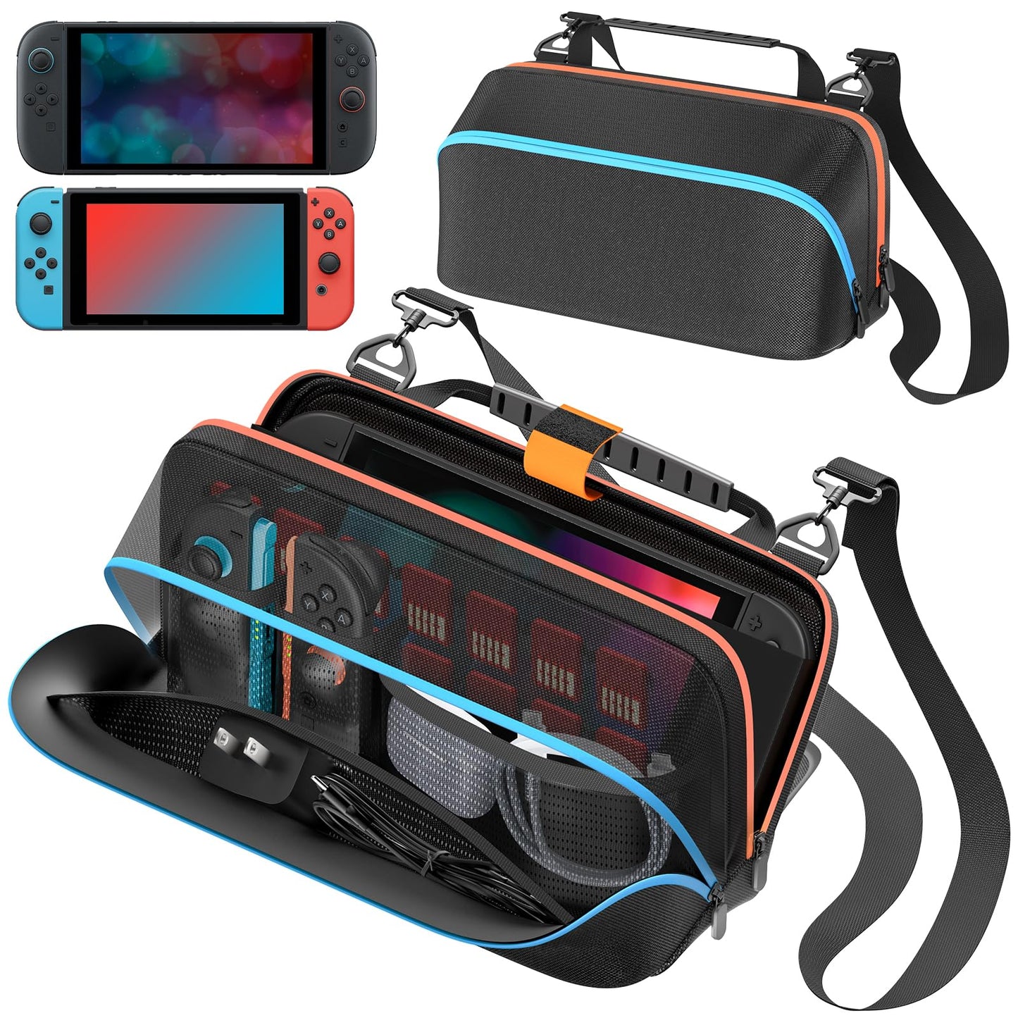 Sling Bag for Nintendo Switch 2 (2025)/SW OLED/SW Original Switch 2 Crossbody Bag Hold Joycon 1/2 &AC Adapte &14 Game Card Slots &Other Accessories Portable Switch 2 Travel Carrying bag for Storage