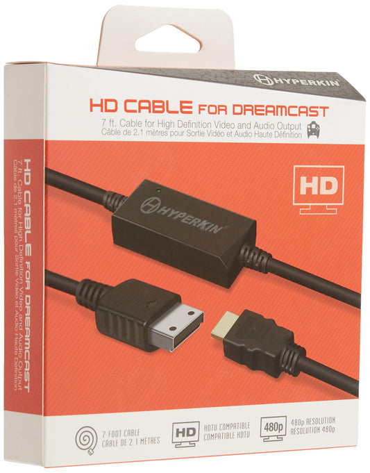 Hyperkin HD Cable for Dreamcast - Black, Model M07323, High-Quality Video Output