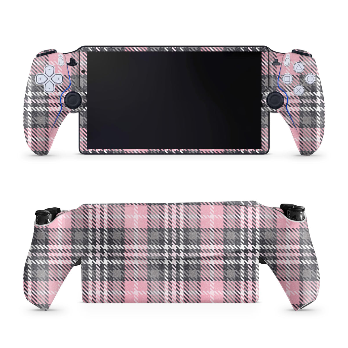 Glossy Glitter Gaming Skin Compatible with PS5 Portal Remote Player - Pink Plaid - fine 3M Vinyl Protective Wrap Decal Cover - Easy to Apply | Crafted in The USA by MightySkins