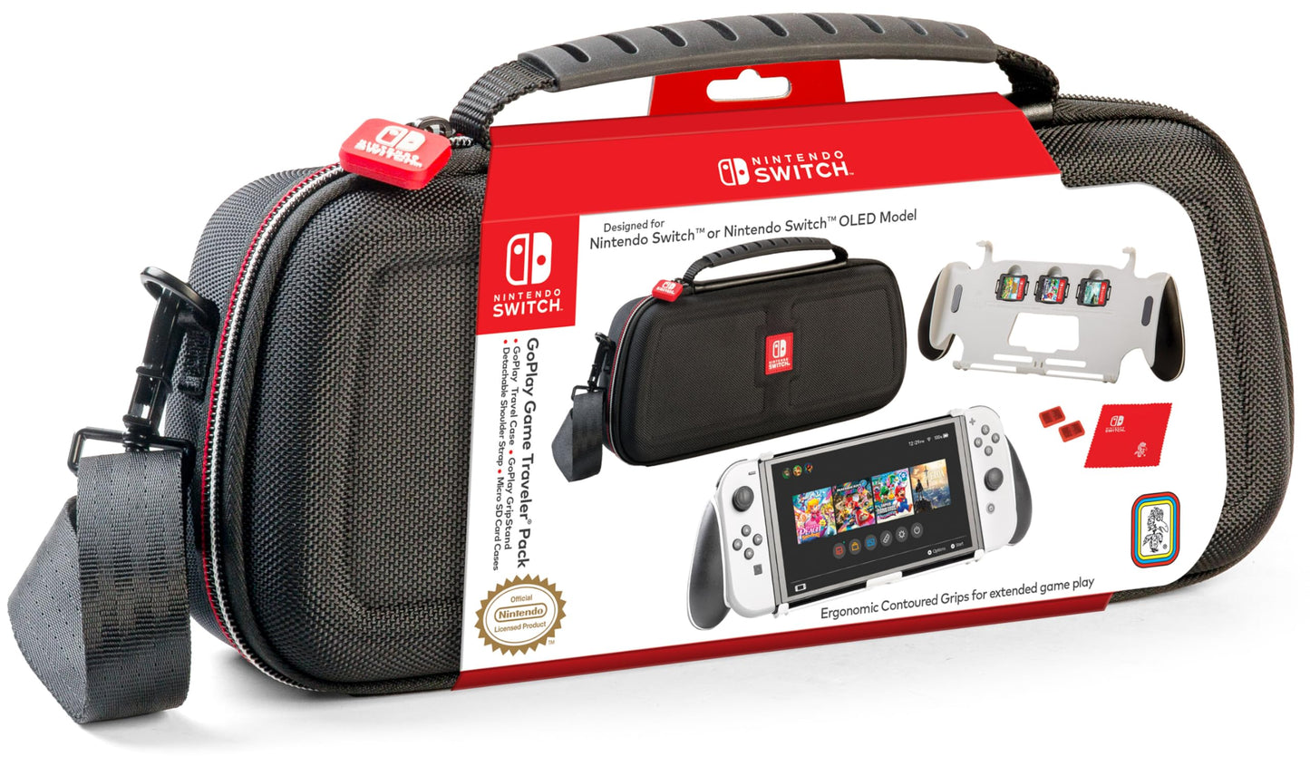 R.D.S. INDUSTRIES INC. - Game Traveler Licensed GoPlay Pack Designed for Nintendo Switch or OLED Black with Strap (NNS96)