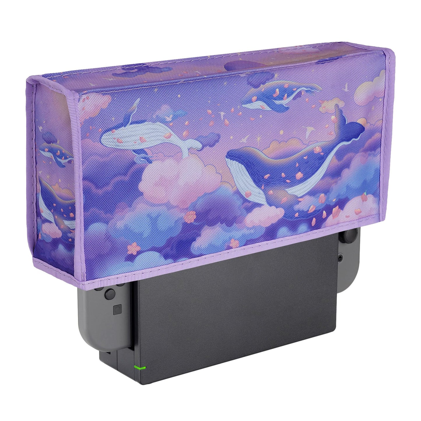 PlayVital Nylon Dust Cover Soft Neat Lining Dust Guard Anti Scratch Waterproof Cover Sleeve for Nintendo Switch & Switch OLED Charging Dock - Whale in Dream