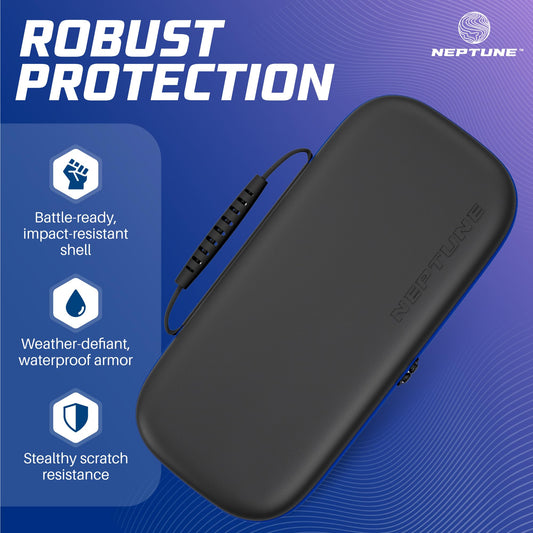 Neptune PS Portal Case - Shockproof & Waterproof with Screen Protector, Black/Blue, Model NPCP400