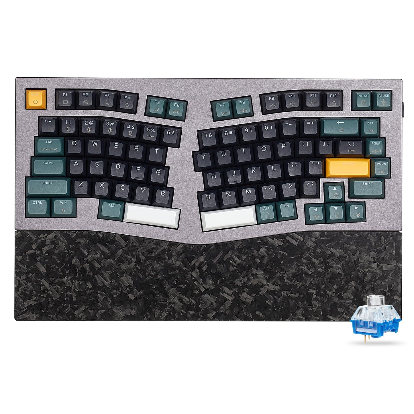 Hexgears F2 Alice83 Aluminum Custom Mechanical Keyboard Split 83 Keys Alice Layout Ergonomic Keyboard Hot Swappable Slient Linear Switch BT5.0/2.4GHz/USB-C RGB Backlit with Wrist Rest for Win/Mac