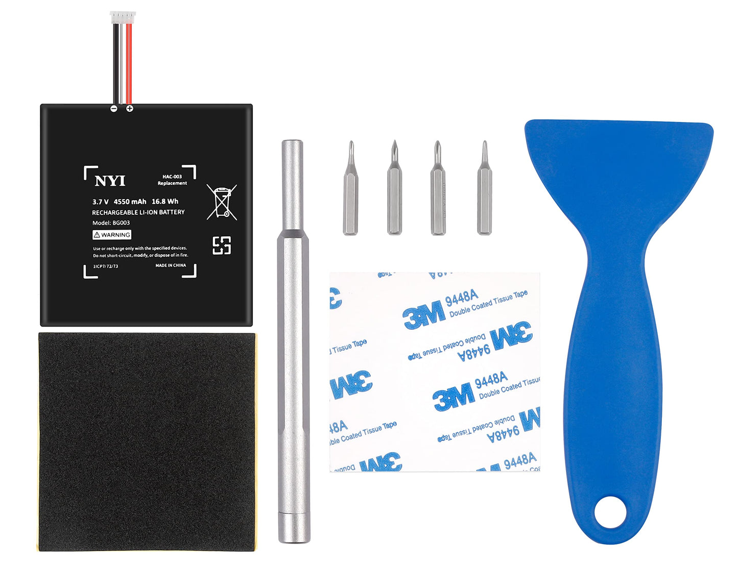 NYI Upgraded 4550mAh HAC-003 Battery Replacement Compatible with Nintendo Switch Console Handhold HAC-001 High Capacity Internal Battery with Installation Tools Kit