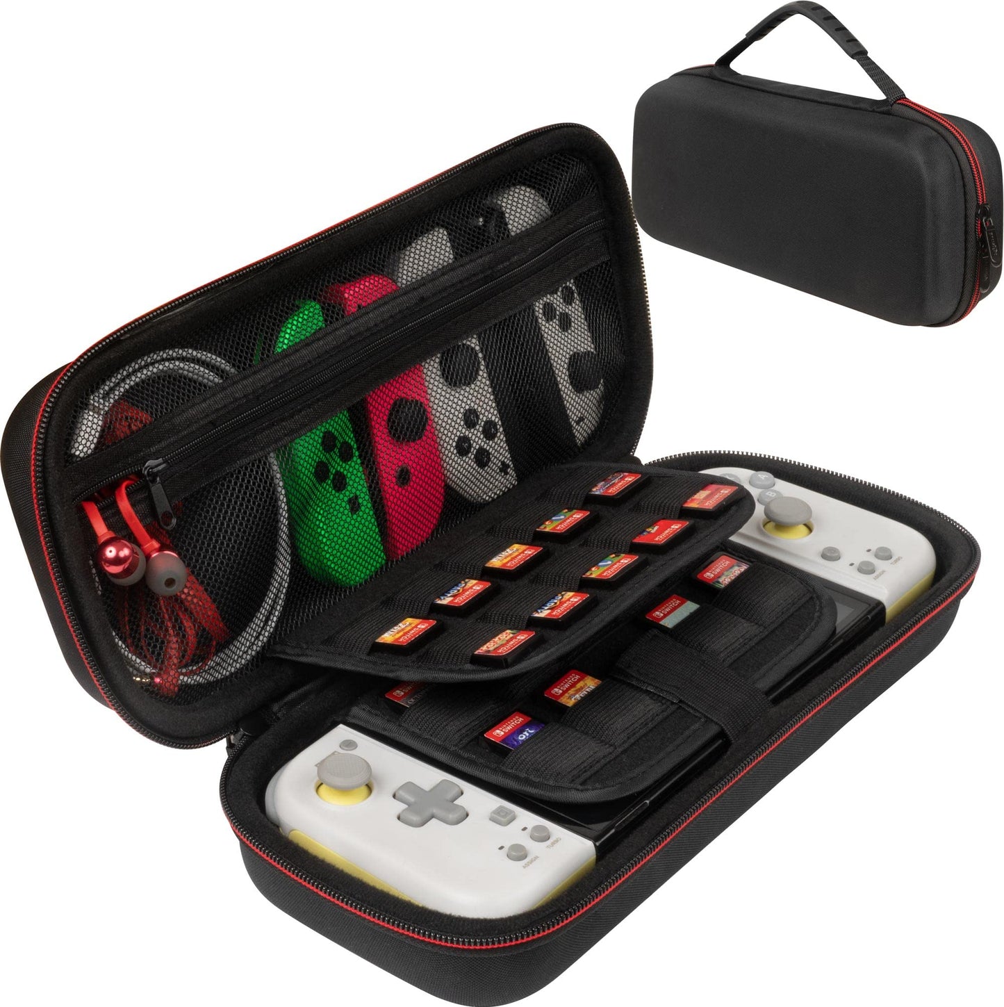 ButterFox Carrying Case for Hori Split Pad Compact 20 Game Slot Holders (18 Physical + 2 digital) Compatible with Both Regular Switch and Swith OLED - Black