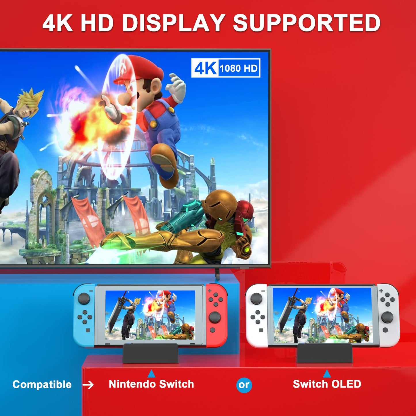 Ponkor Docking Station for Nintendo Switch/OLED - Portable USB 3.0 Charger, Model WG221A, No Cords Included