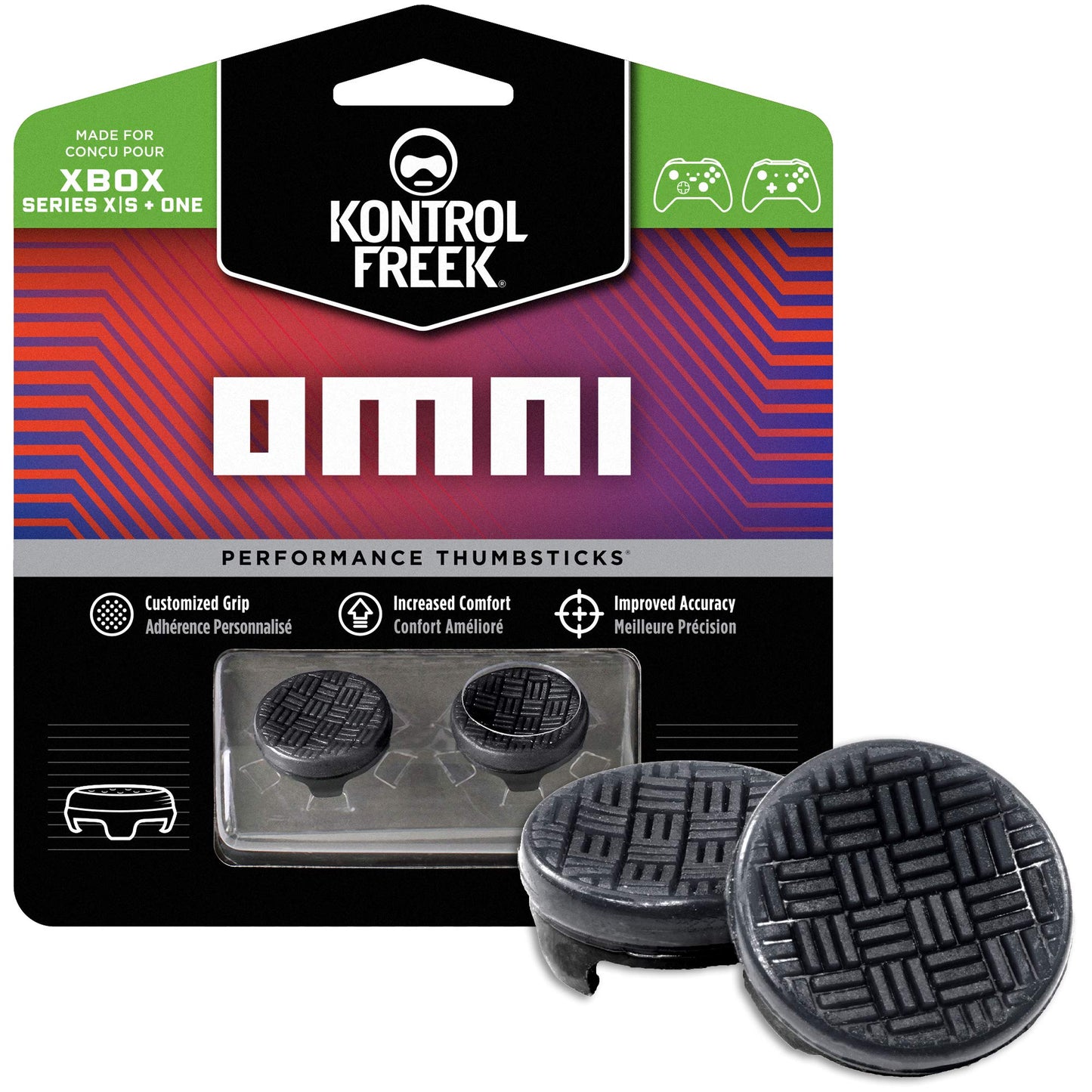 KontrolFreek Omni Thumbsticks for Xbox One/Series X | 2 Low-Rise Concave | Black | Model BLA-8700-XBX