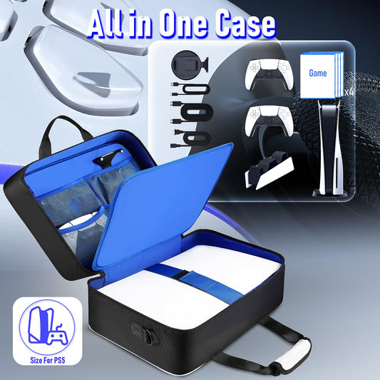 COMECOI PS5 Carrying Case - Large Protective Travel Bag for PS5, White, Model HX0001, Compatible with Console & Accessories