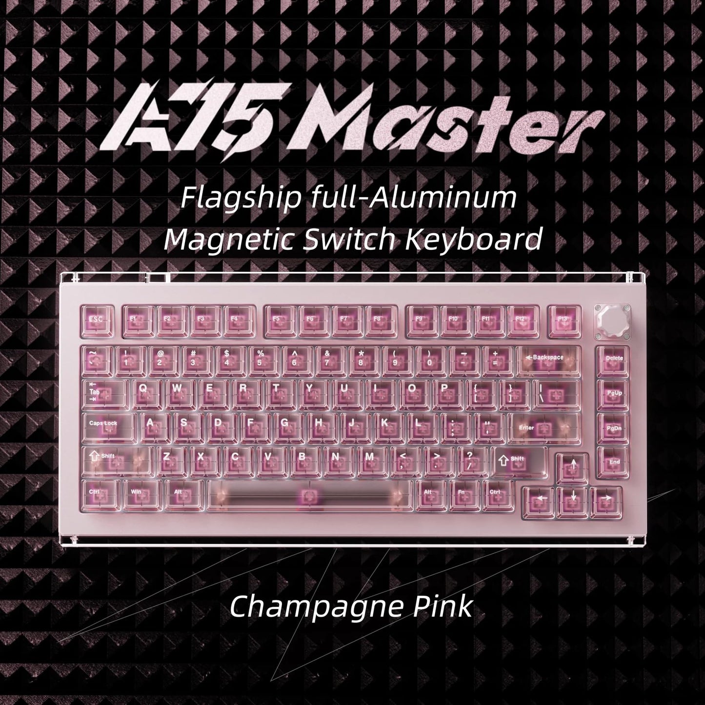 DrunkDeer A75 Master Rapid Activate HE Keyboard, Esports Gaming Keyboard, RT Plus - RT Match, Magnetic Switch - Adjustable Actuation - 8K Hz, 0.01mm - 75% Design, 82 Keys, ANSI, Pink - Qian Switch