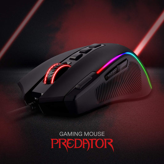 Redragon M612 Predator RGB Gaming Mouse - 8000 DPI, 11 Programmable Buttons, 5 Backlit Modes, Black