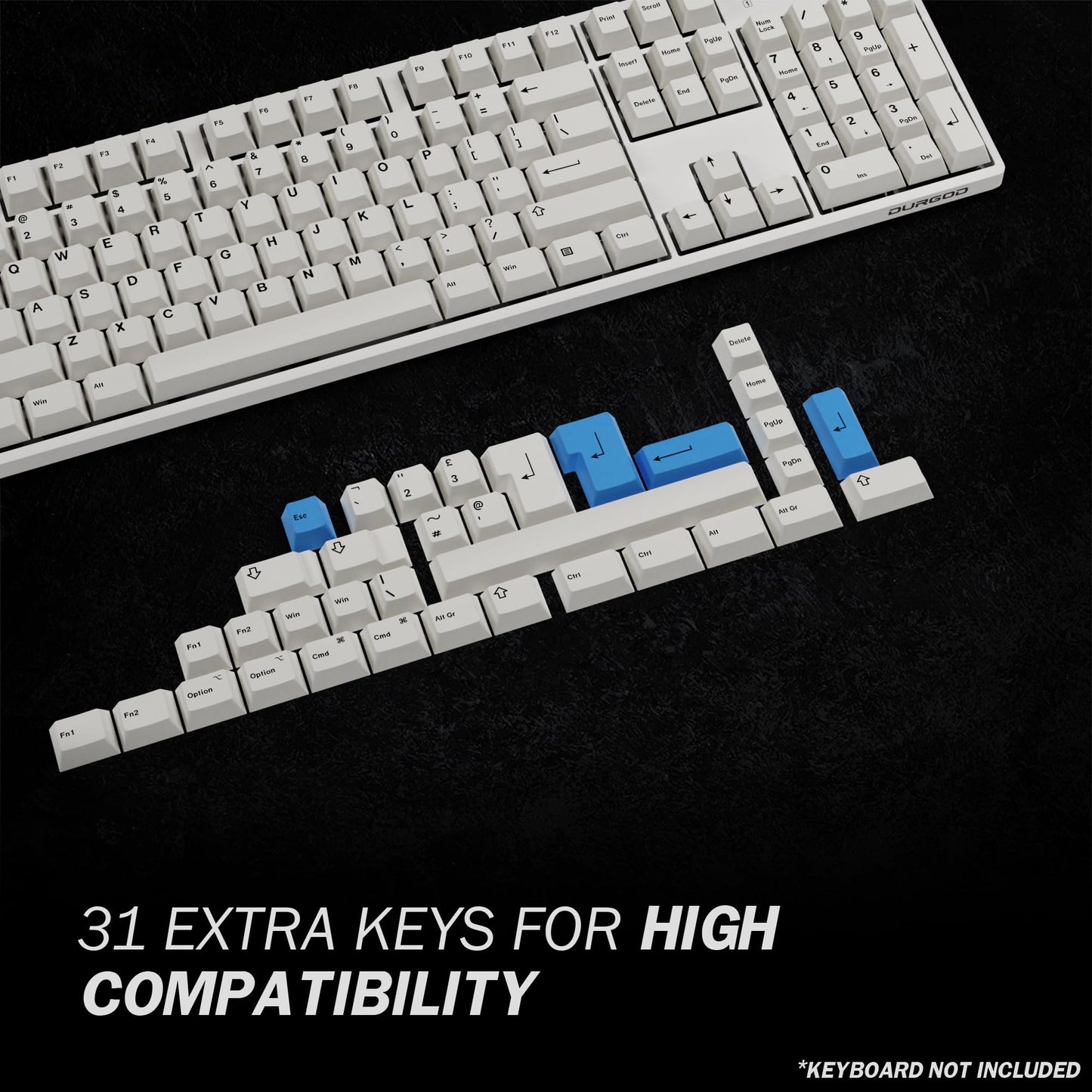 HK GAMING Dye Sublimation PBT Keycap Set | 139 Keys | Cherry Profile | ANSI US Layout | Compatible with Cherry MX, Gateron, Kailh | Bow