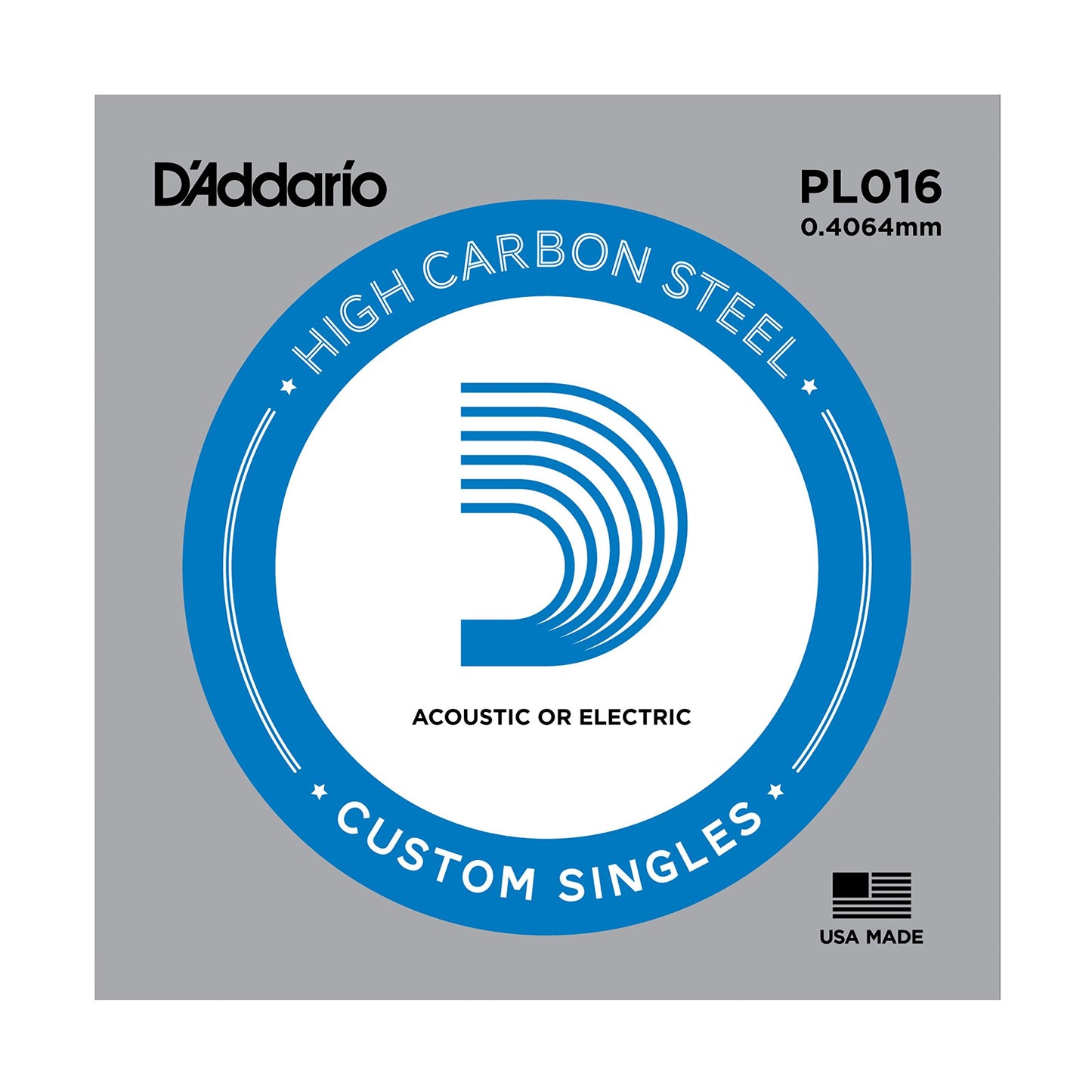 DAddario PL016 Plain Steel Guitar Single String, 016