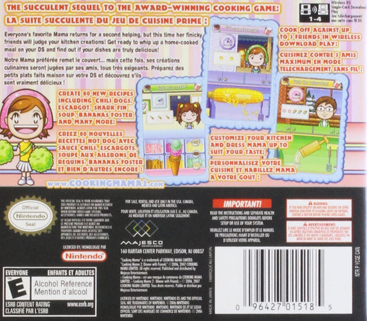 Nintendo Cooking Mama 2 Game - Model 015055 for Nintendo DS