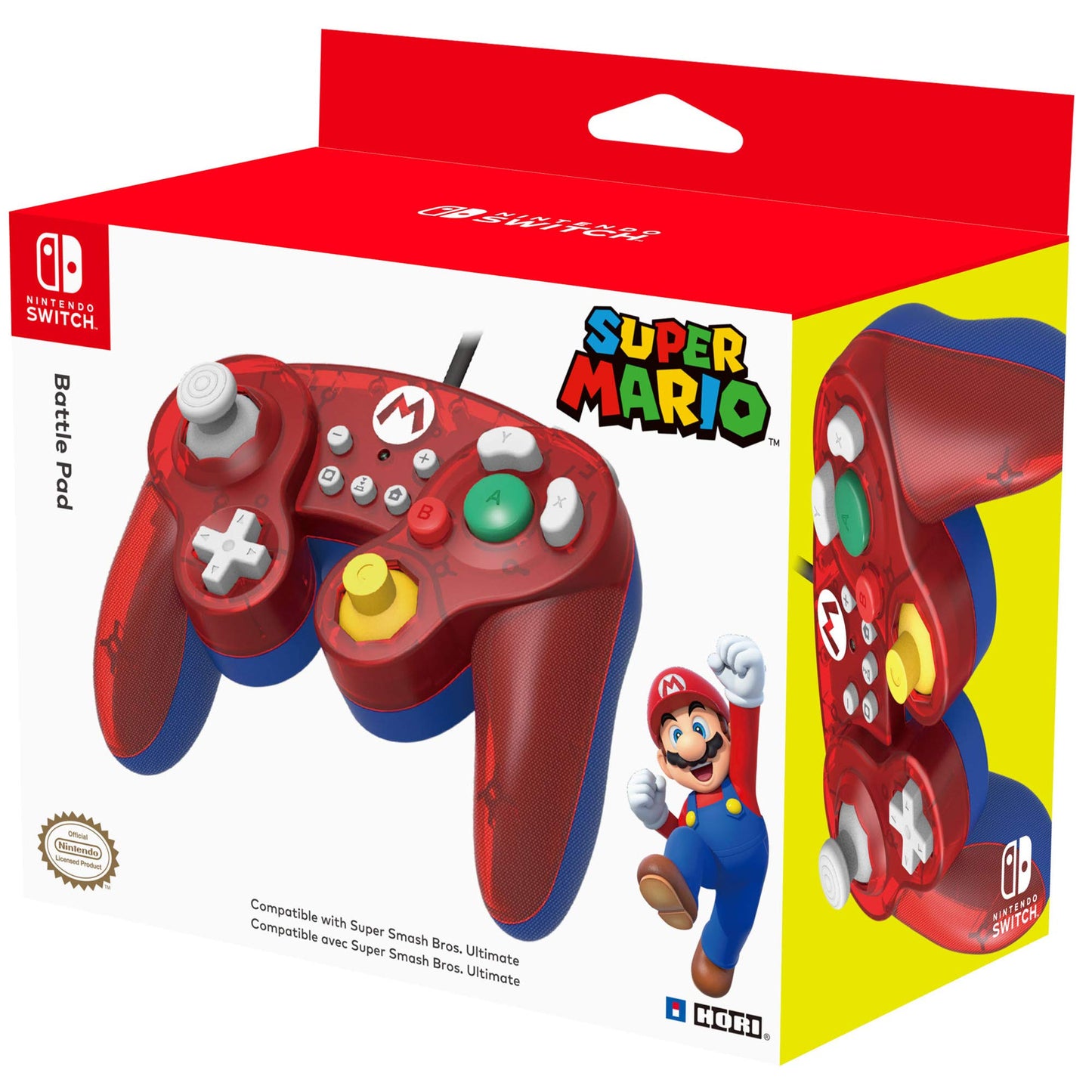 HORI Nintendo Switch Battle Pad Controller - GameCube Style, Super Mario Design, Model NSW-107U