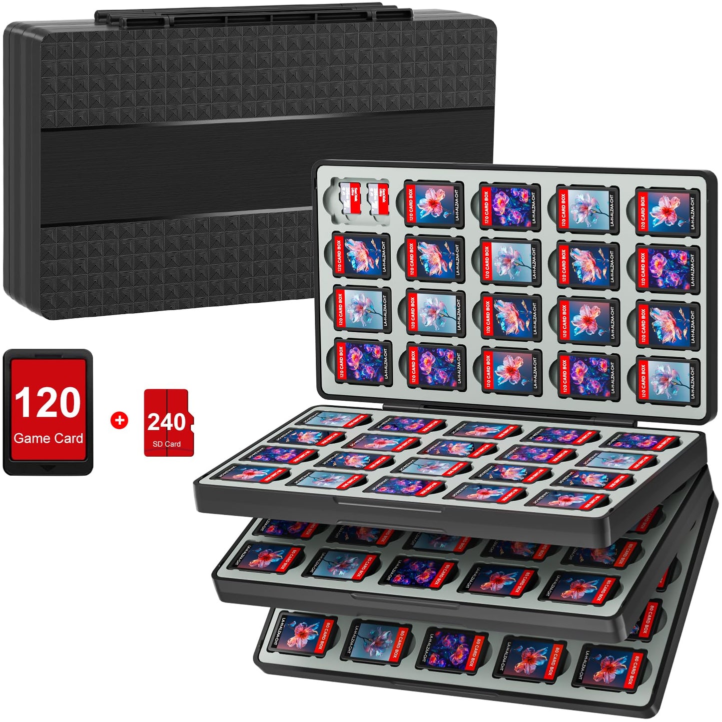fivtek Switch Game Case for Nintendo Switch 2/Switch/OLED/Lite Magnetic Switch-2 Game Case Holder with 120 Cartridge & 240 Micro SD Card Slots Portable Travel Games Card Organizer Gift Accessories