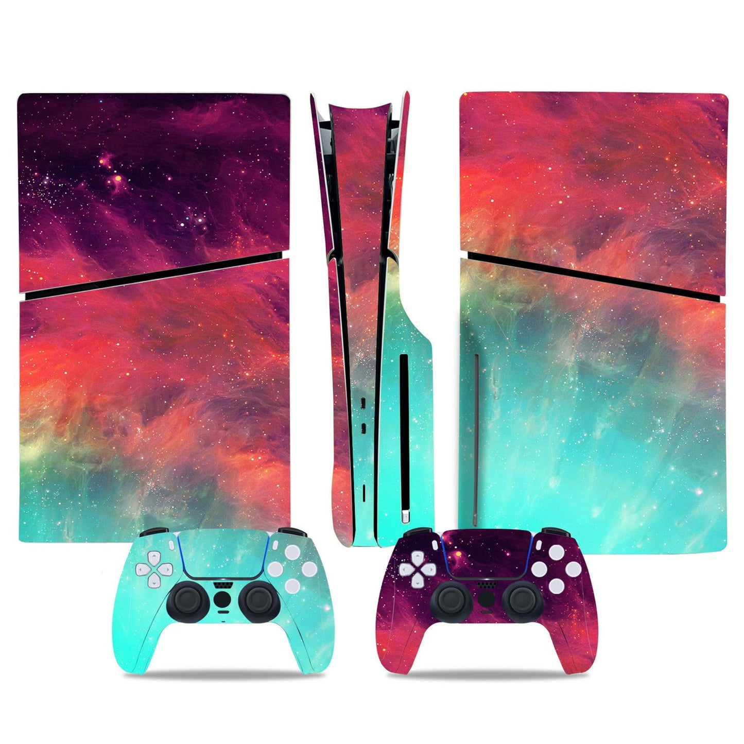 Skin Sticker Compatible with PS5 Slim Console, Vinyl Decal Protective Cover Wrap for Disc Edition Wireless Controller