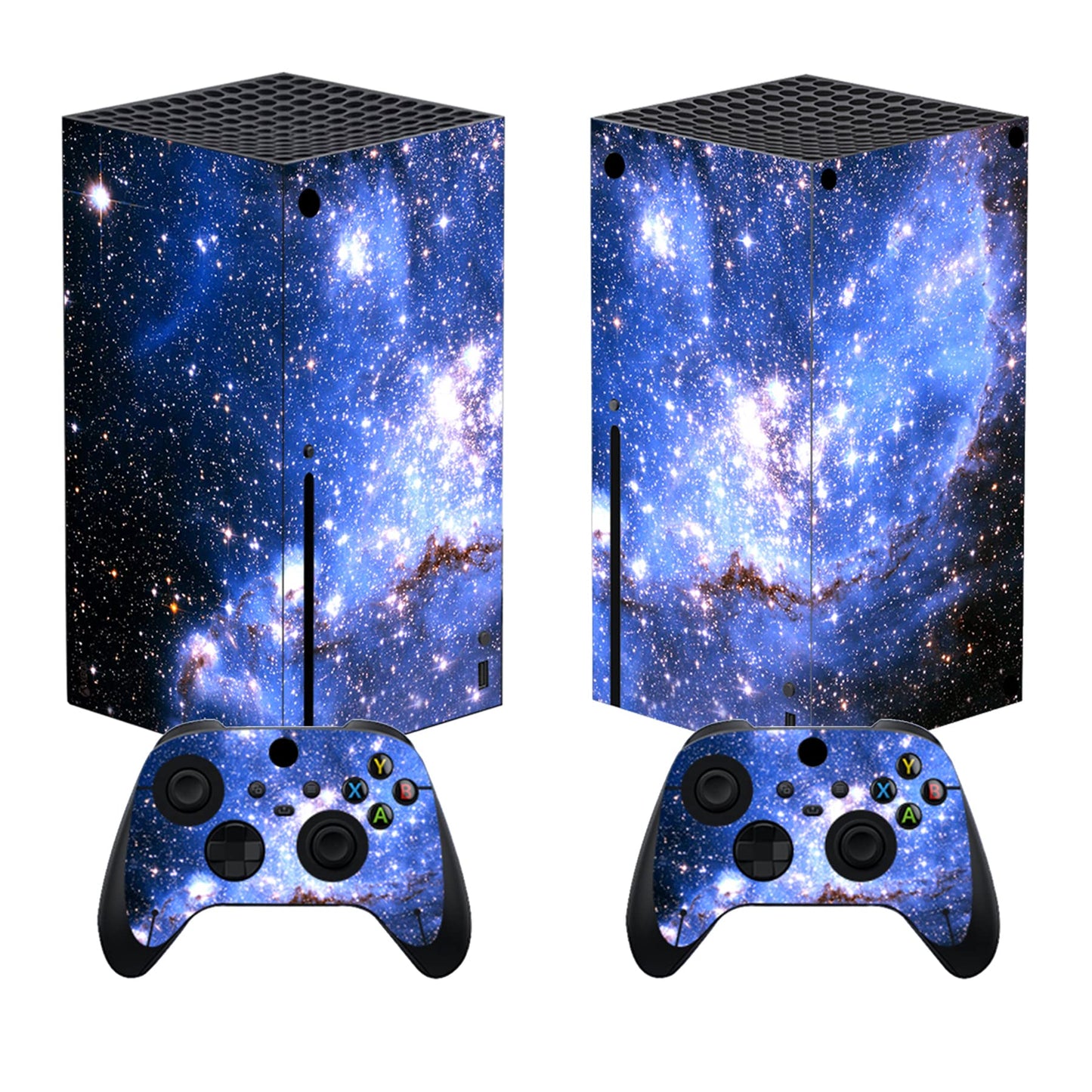 PlayVital Blue Galaxy Custom Vinyl Skins for Xbox Core Wireless Controller Wrap Decal Cover Stickers for Xbox Series X Console Controller