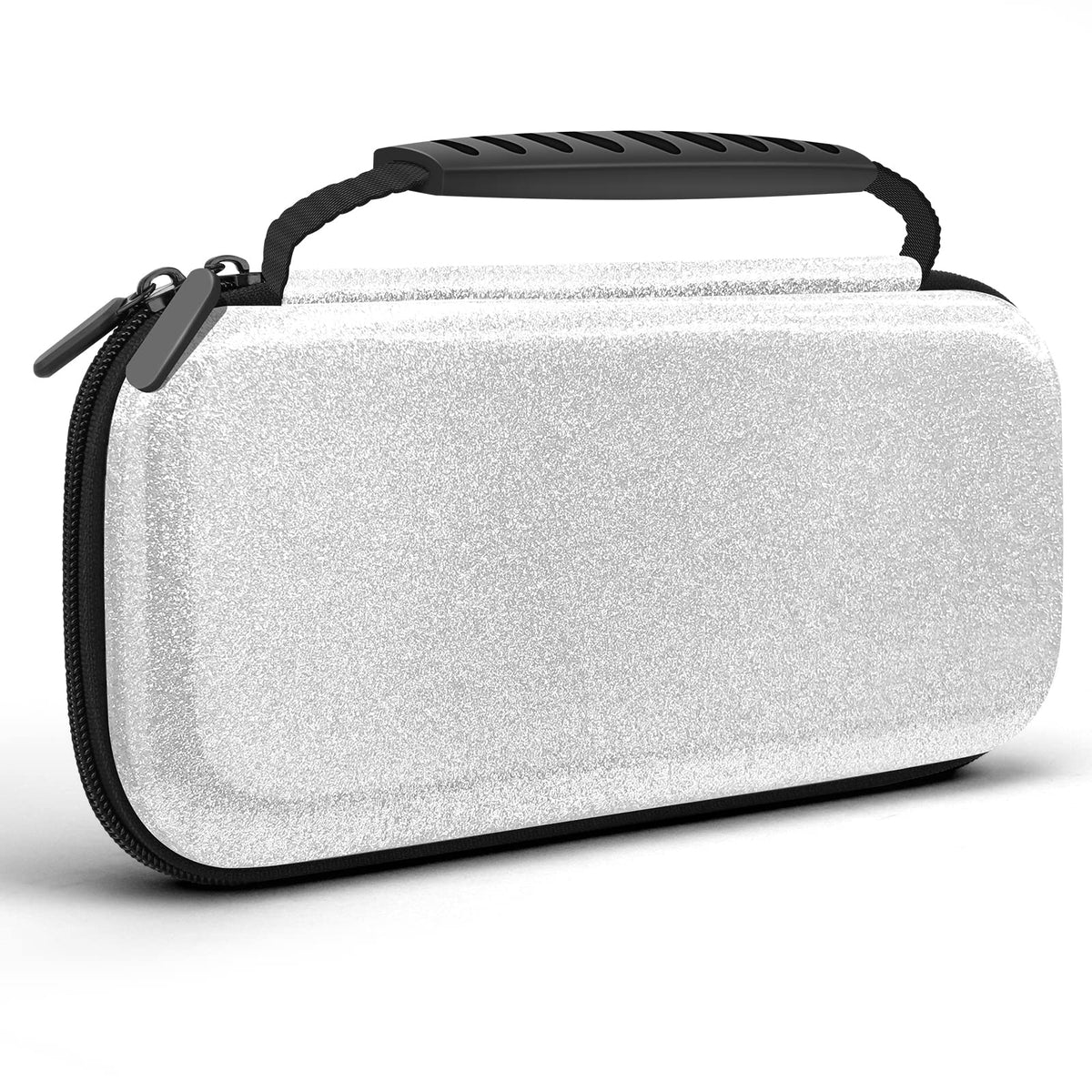 Homicozy Glitter Carrying Compatible with Nintendo Switch OLED & Switch Console Silver Protective Hard Tpartyl Shell Pouch for Nintendo Switch Console/Accessories Gaming Case for Girls