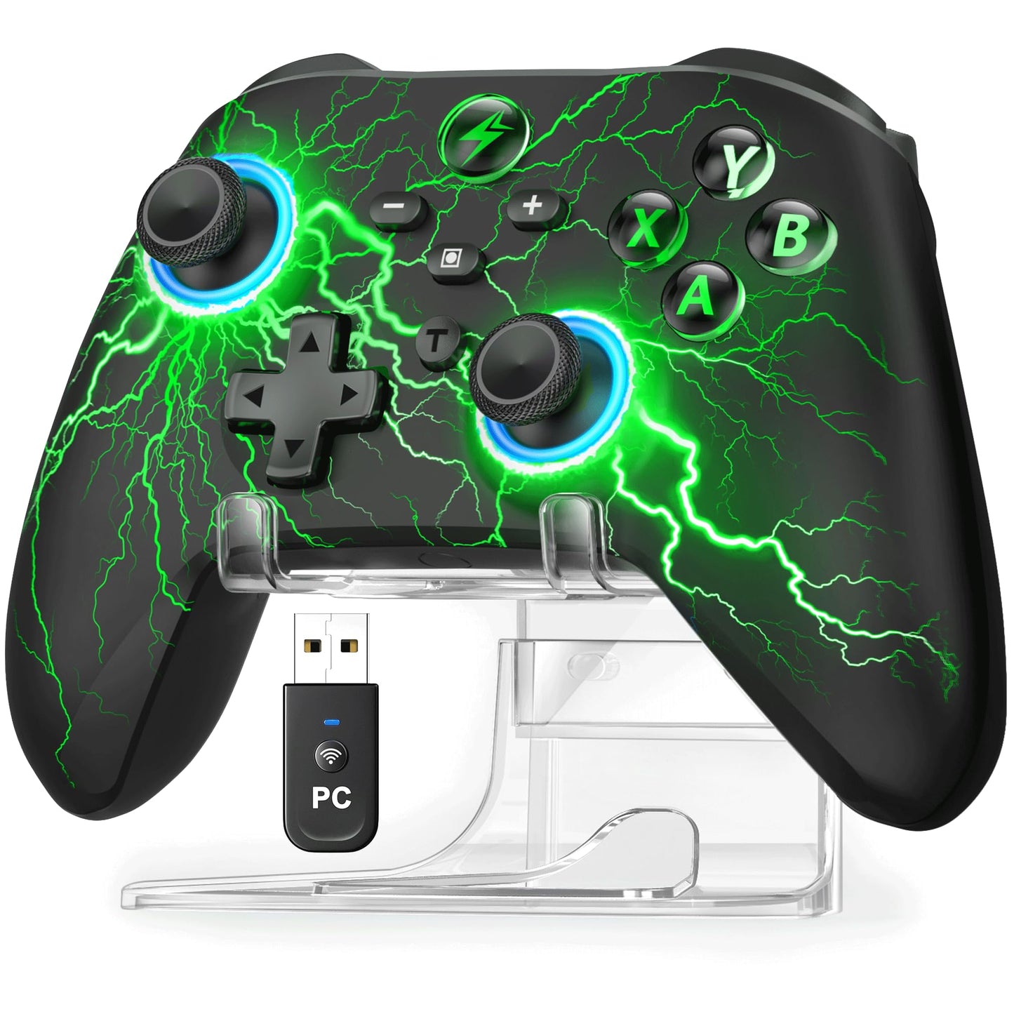 AXYBCOOL Wireless PC Controller with Stand PC Gaming Controller with 2.4G / Linear Triggers / Vibration / Turbo - No Dead Zone - Bluetooth Controller for PC/Switch/Switch 2/iOS/Android