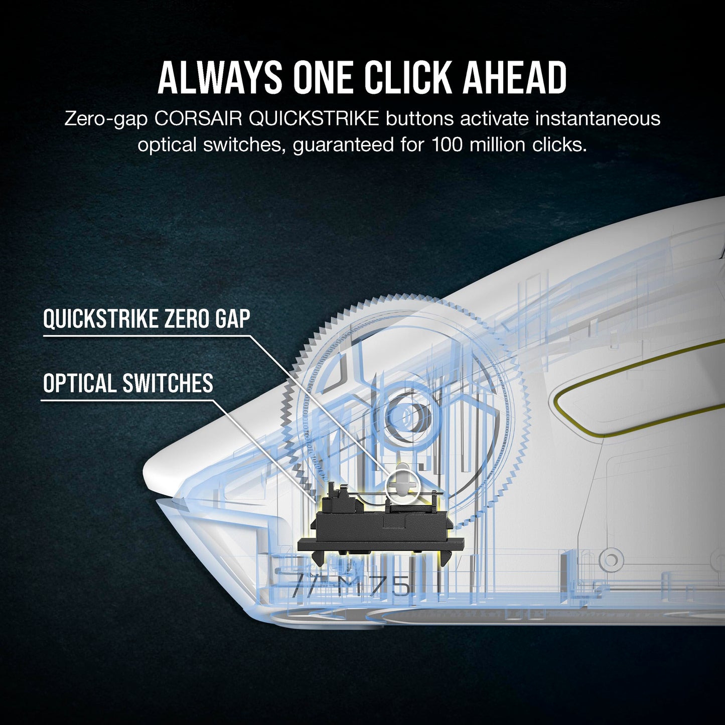 Corsair M75 Wireless RGB Gaming Mouse - 26,000 DPI, Swappable Side Buttons, Lightweight, White, iCUE Compatible, Model CH-931D011-NA