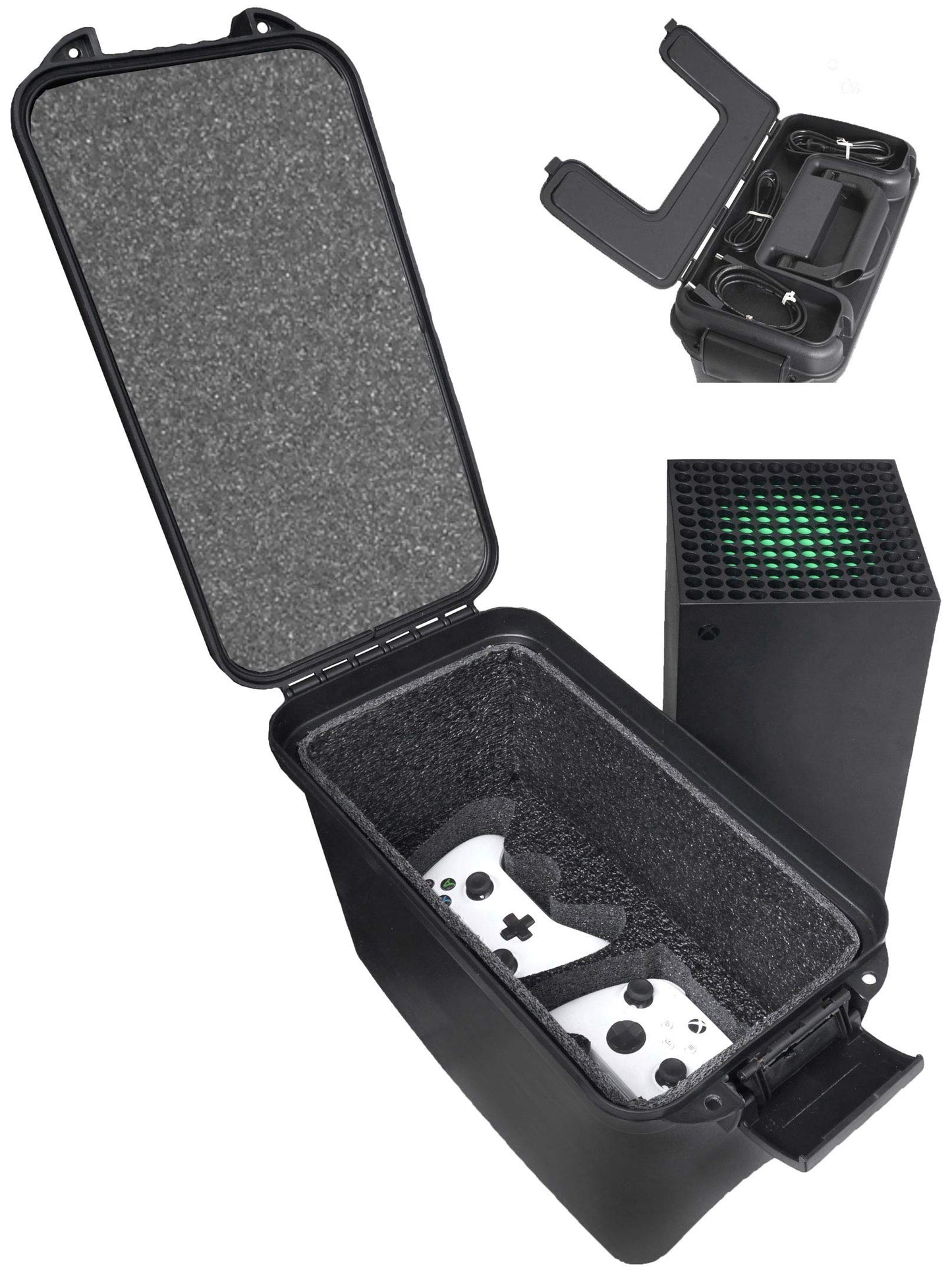 Case Club Compact Hard Case - Fits Xbox Series X, Two Controllers, & Cords - Impact Resistant - Lockable - Laser Cut Foam - Made