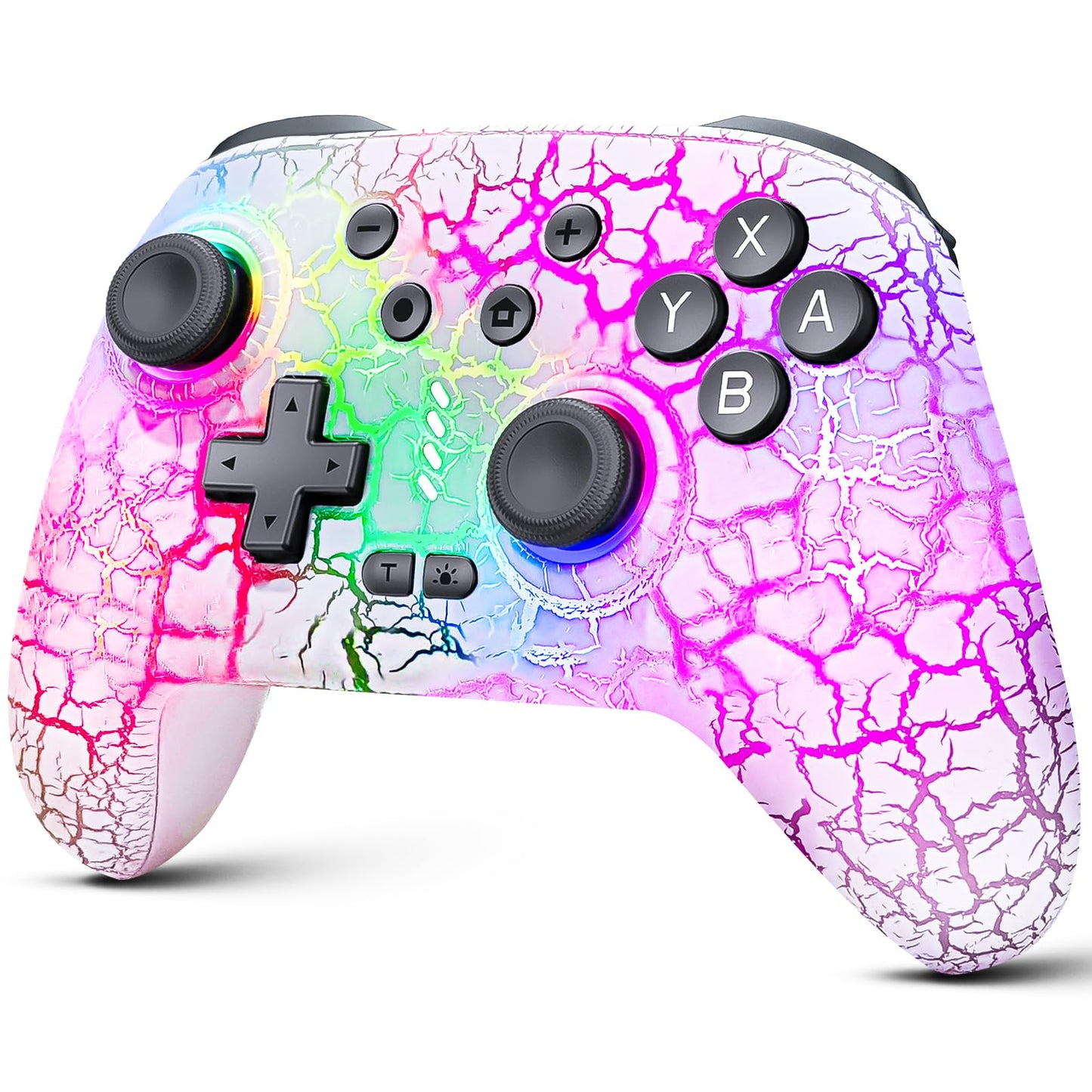 Switch Controller Wireless Switch Pro Controller for Switch/Switch 2/Switch Lite/Switch OLED 10 Color LED Switch Controllers Programmable 1000mAh Switch Remote Gamepad with Wake Up Turbo Vibration White