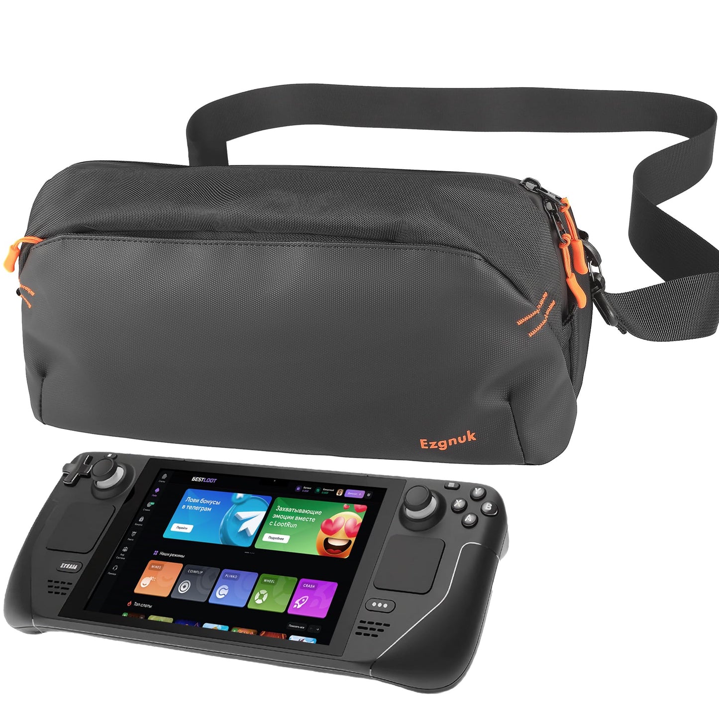Ezgnuk Carrying Case for Steam Deck/Steam Deck OLED/ASUS ROG Ally X Protective Shoulder Bag for Consoles & Accessories Storage Sling Bag for Daily Use and Tpartyl