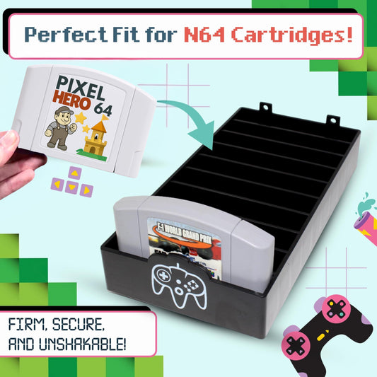 Skywin N64 Game Storage Holder - Organizes Cartridges, Clear/Transparent, 2 Pack