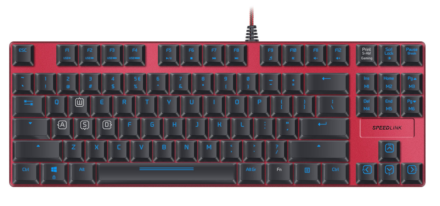 Speedlink ULTOR Mechanical USB-Gaming Keyboard with LED Illumination, N-Key Rollover, 6 Macro Keys - US-Layout, red, SL-670008-B