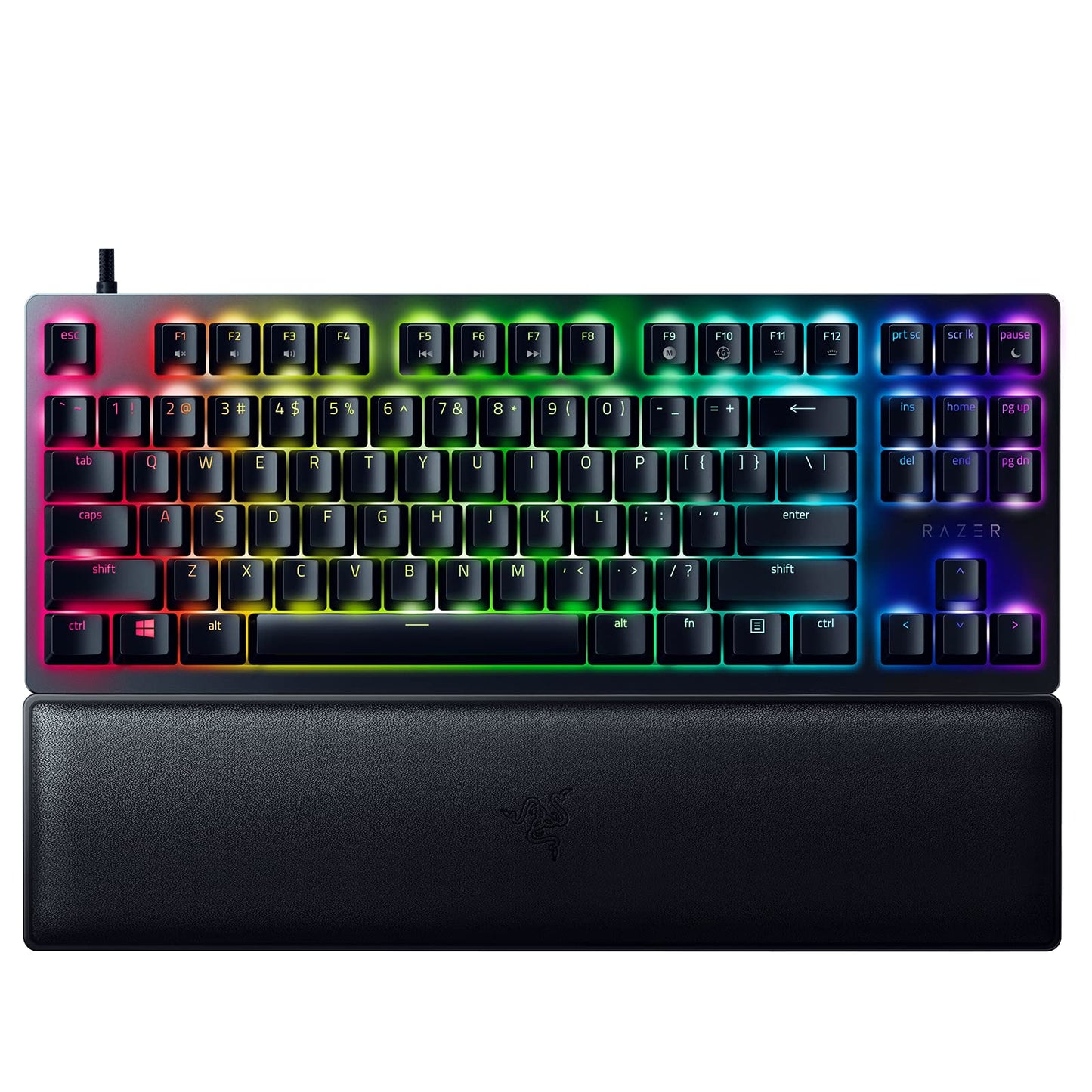 Razer Huntsman V2 TKL Tenkeyless Gaming Keyboard: Fast Clicky Optical Switches w/Quick Keystrokes & 8000Hz Polling Rate - Detachable Type-C Cable - Doubleshot PBT Keycaps - Ergonomic Wrist Rest