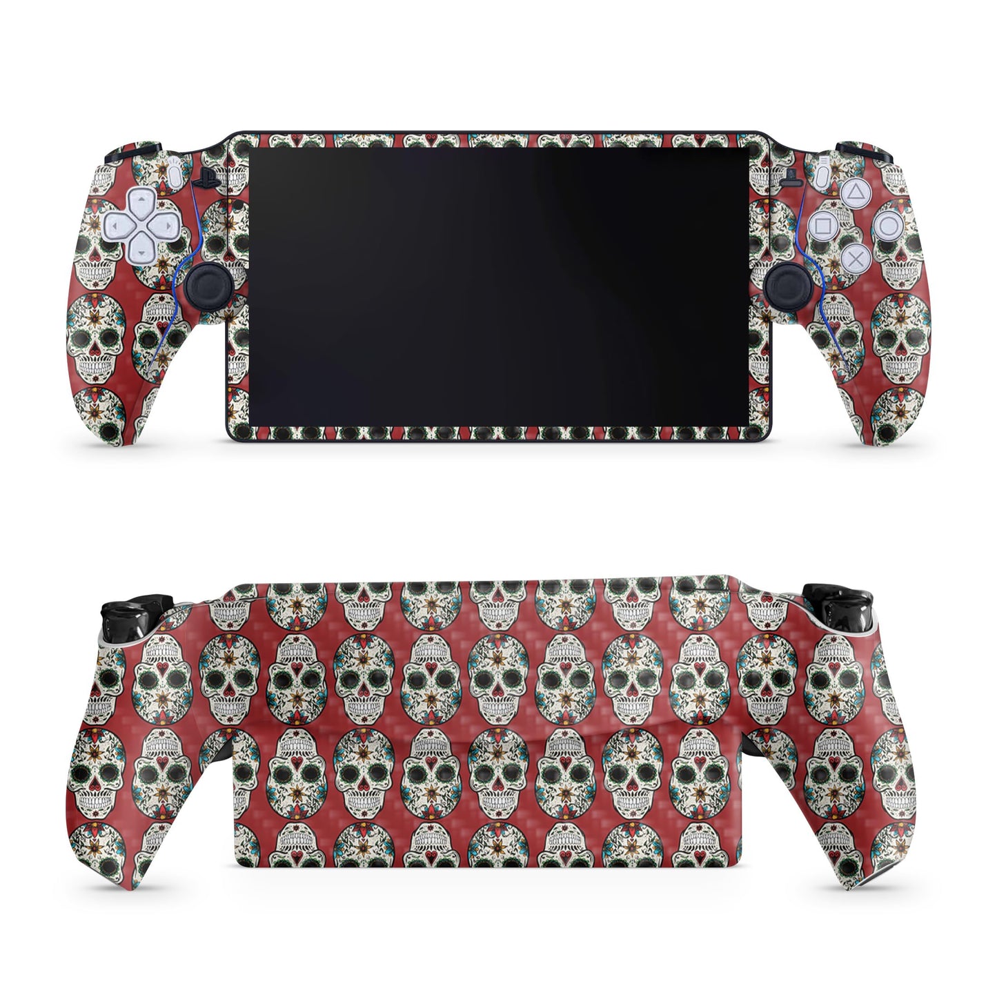 Carbon Fiber Gaming Skin Compatible with PS5 Portal Remote Player - Sugar Skull - fine 3M Vinyl Protective Wrap Decal Cover - Easy to Apply | Crafted in The USA by MightySkins