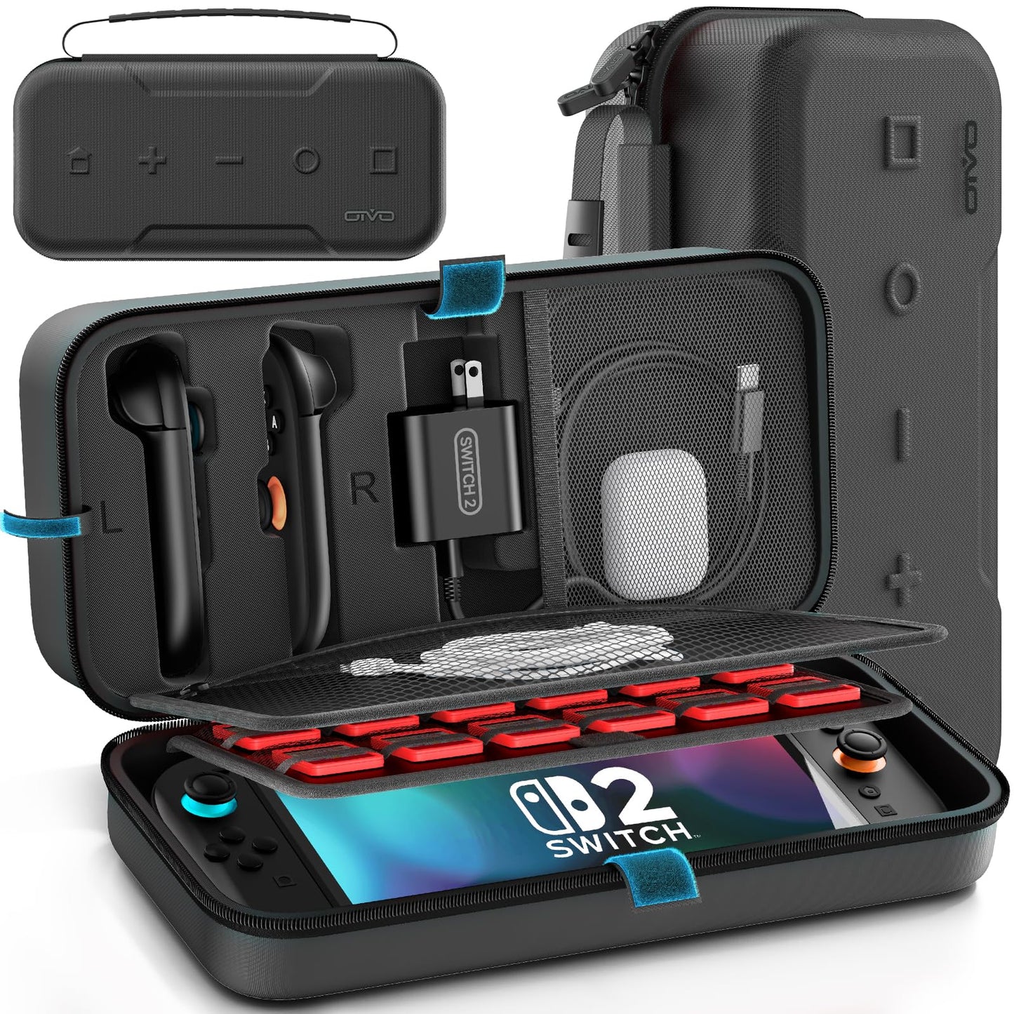 OIVO Carrying Case Compatible with 2025 Nintendo Switch Portable Switch 2 Travel Carry Case Fit for Joy-Con 2 & Adapter Hard Shell Protective Pouch Bag with 24 Game Slots Black