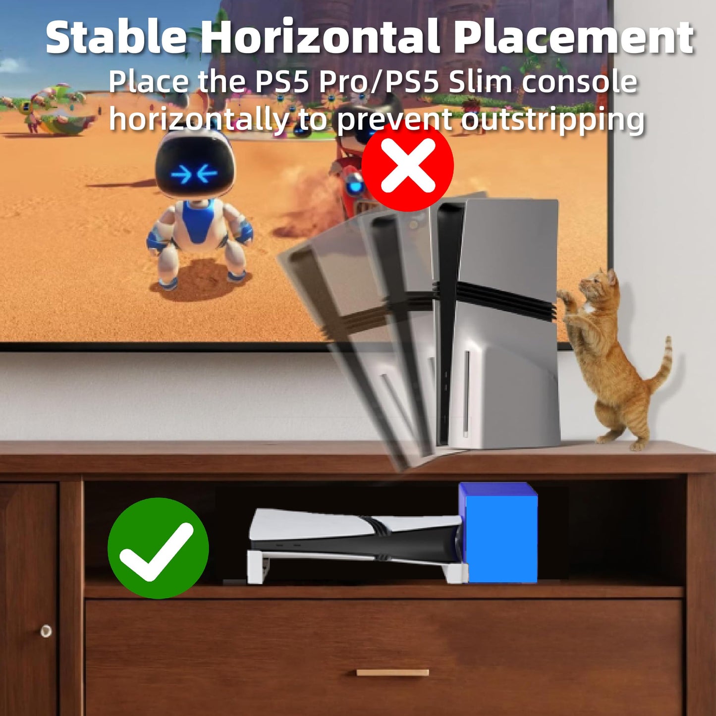 ZYTHRONE PS5 Slim & Pro Horizontal Stand, Holds 12 Game Discs, White, Model 8033