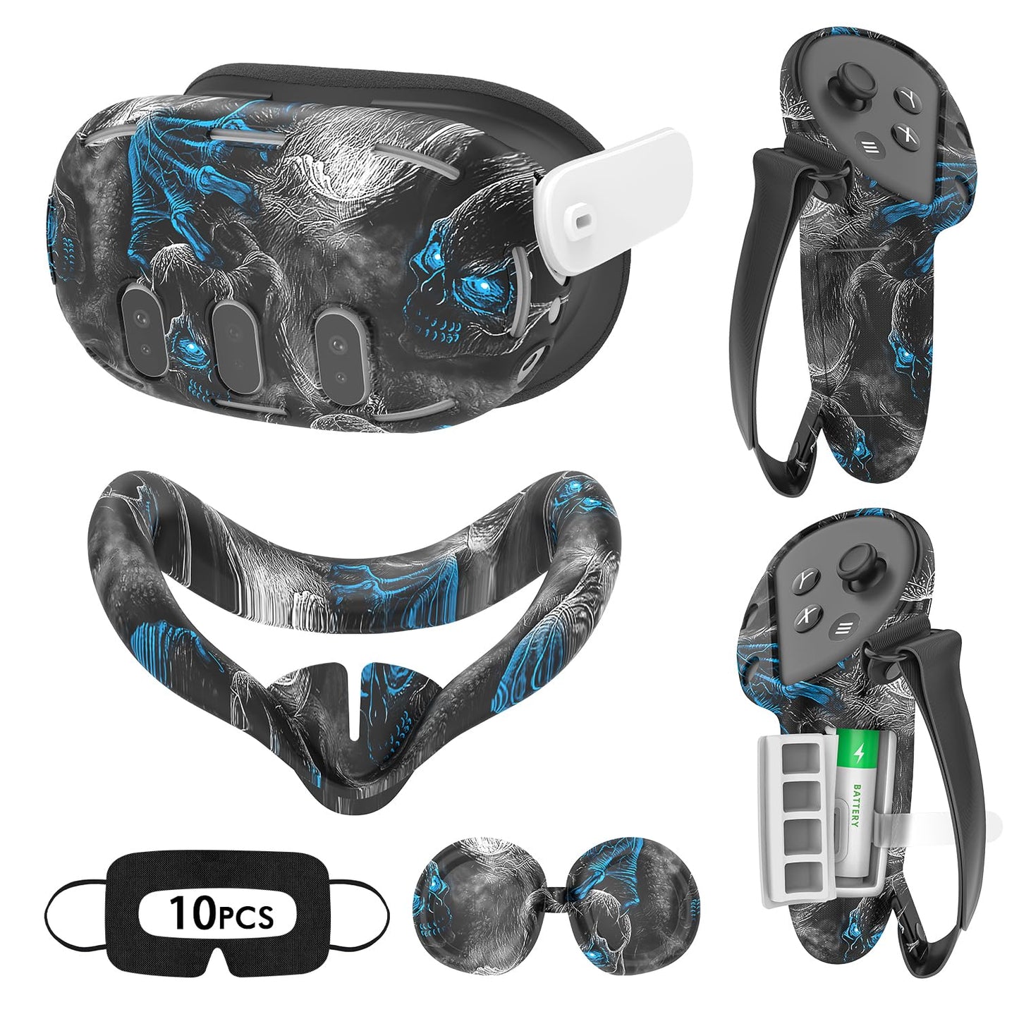 Tyasoleil VR Silicone Case for Meta Quest 3 Design Upgraded Accessories for Oculus Quest 3 Face Cover Controller Grips Shell Cover Lens Cover Disposable Eye Cover (Phantom)
