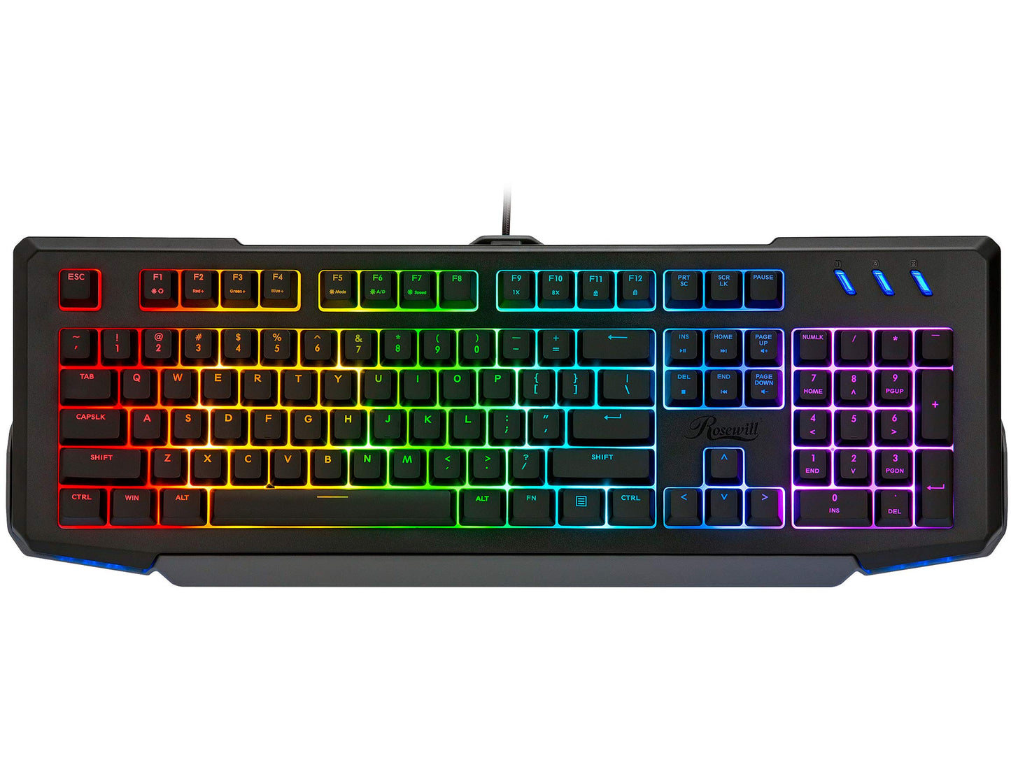 Rosewill NEON K42 RGB Membrane Mechanical Gaming Keyboard with 26-Key Anti-Ghosting, 6 Multimedia Hotkeys, 8 LED Backlit Modes